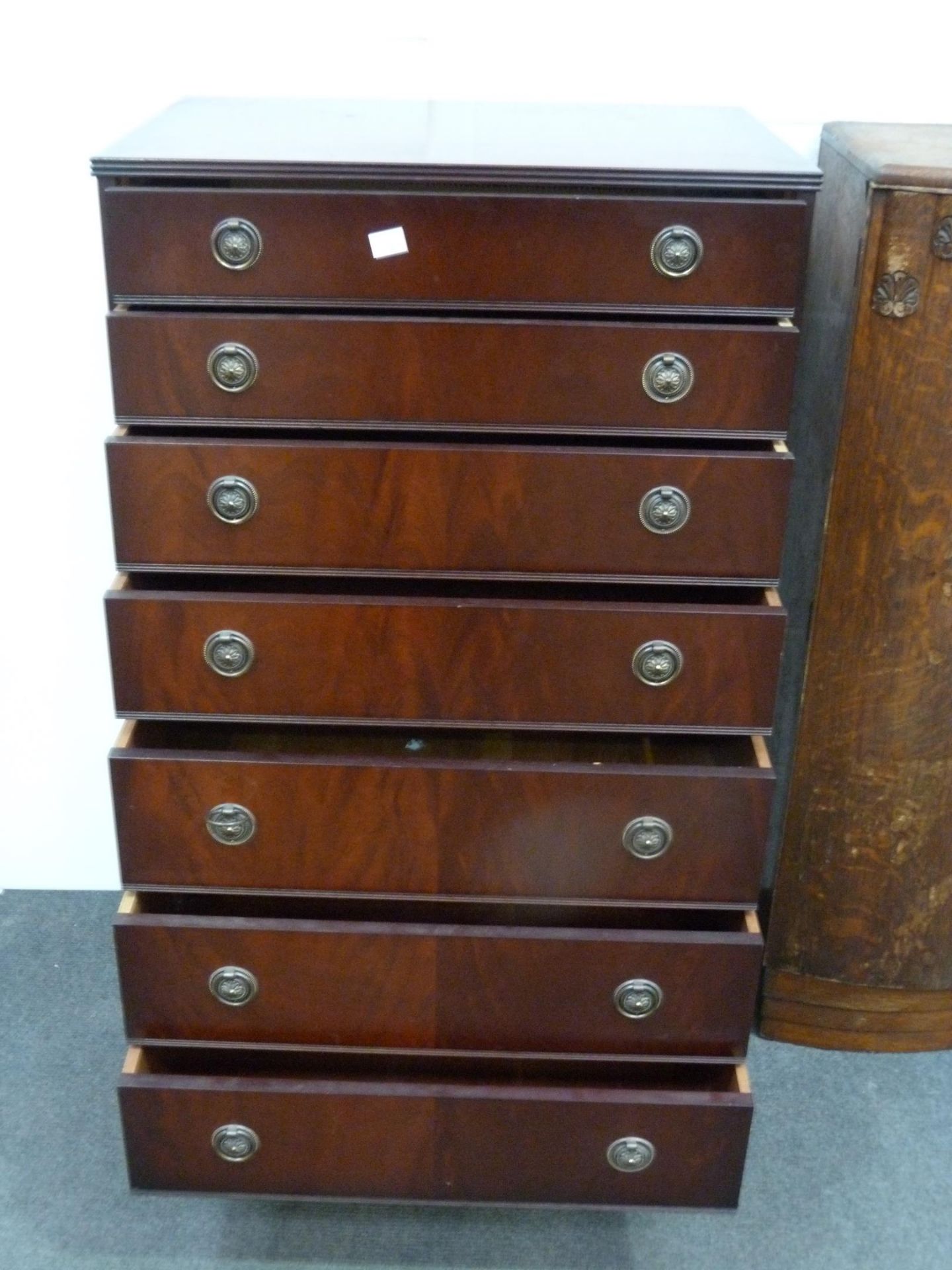 A Greaves and Thomas Reproduction Mahogany Tall Straight Front Chest of seven long drawers 67cms ( - Image 2 of 3