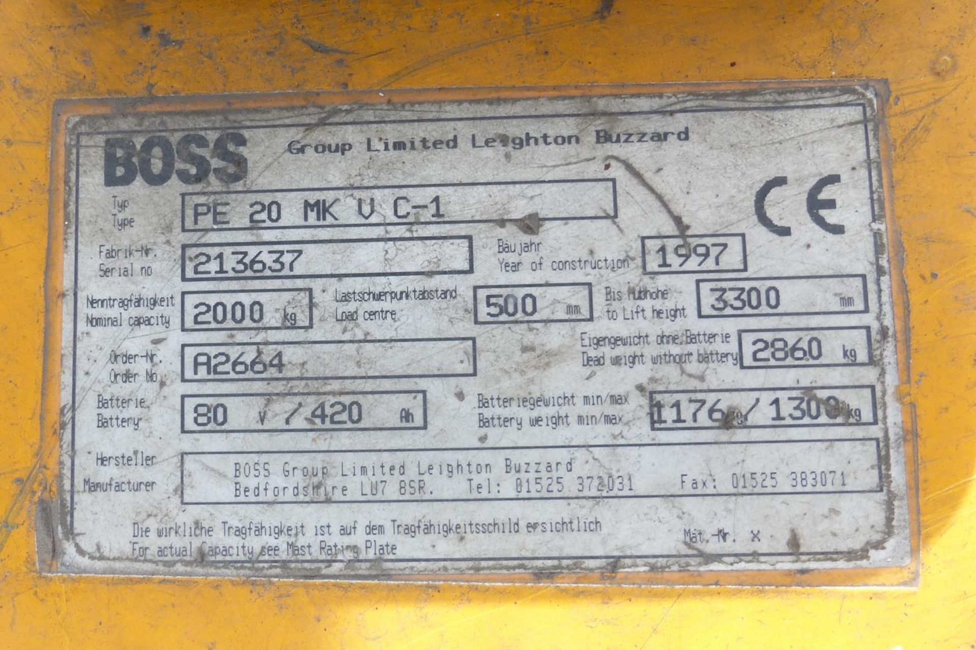 * Boss PE 20 MK VCI 2000Kg Electric Forklift C/W Charger 'Spares or Repair' please note there is - Image 6 of 6