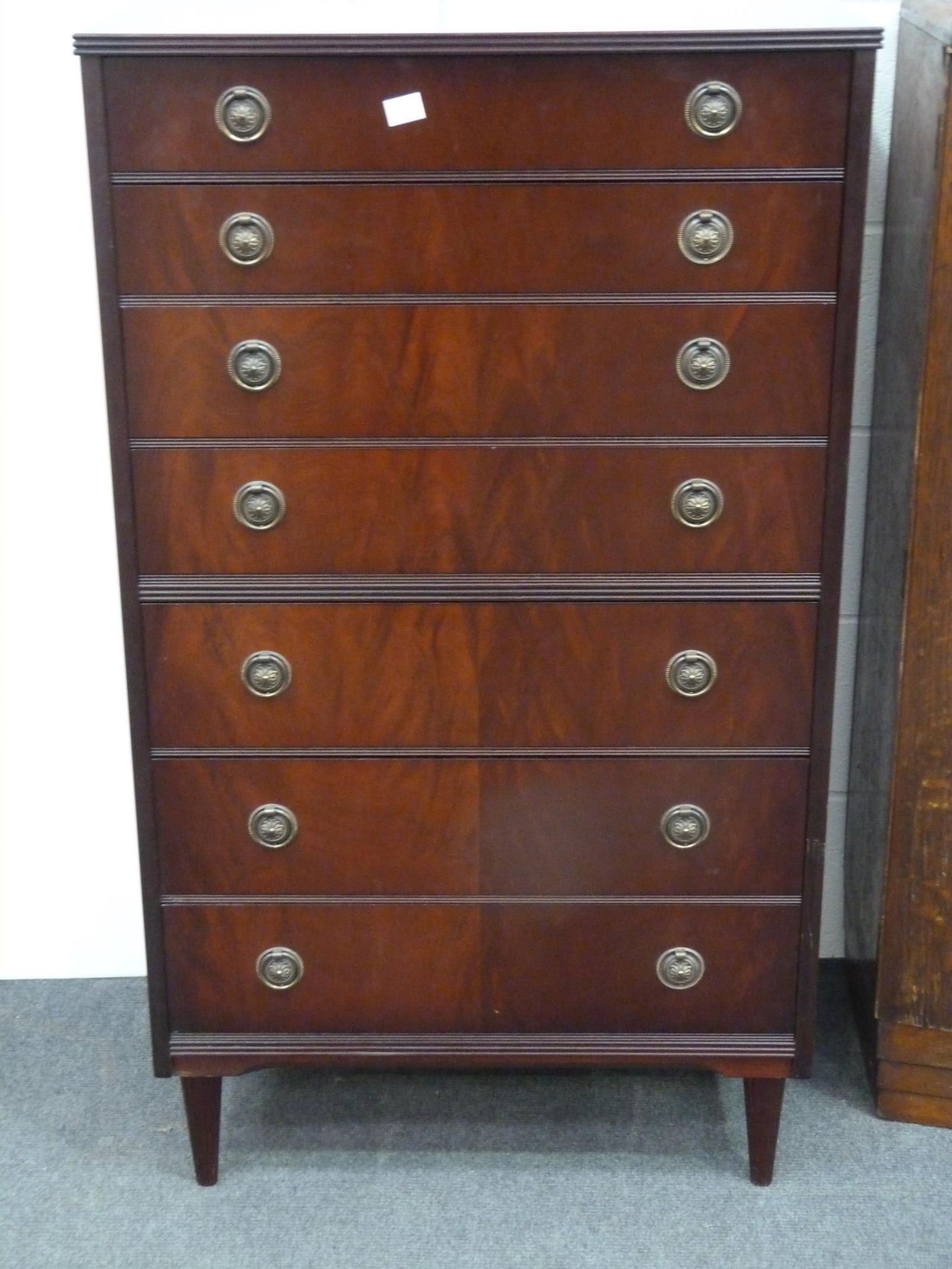 A Greaves and Thomas Reproduction Mahogany Tall Straight Front Chest of seven long drawers 67cms (