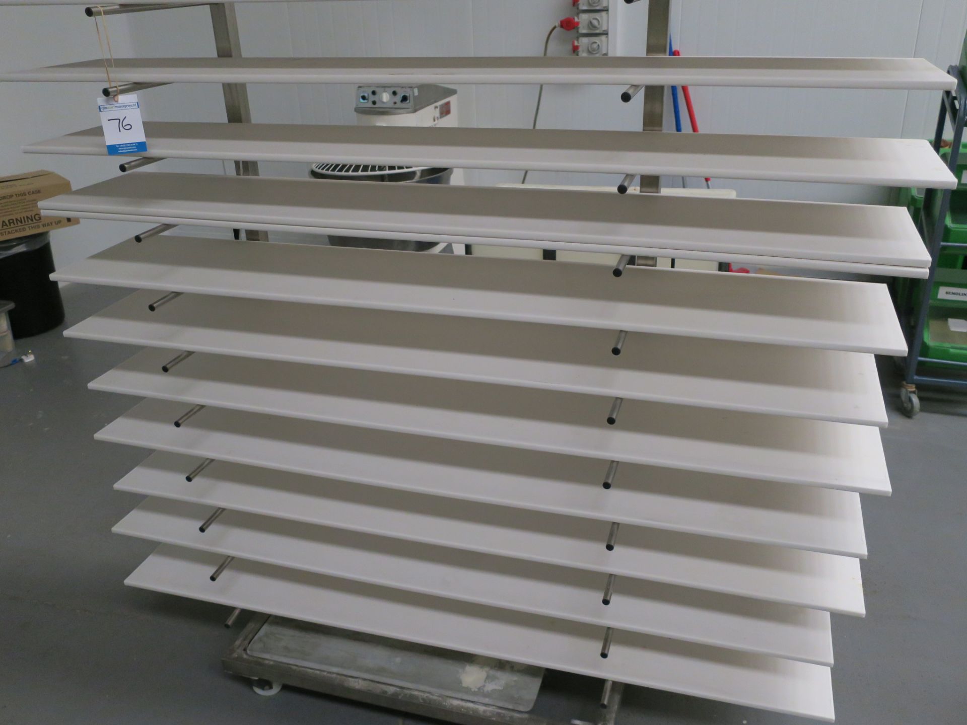 * Mobile Stainless Steel Rack with 12 Pastry Boards (1.75m Long). Please note this lot is located at - Image 2 of 2