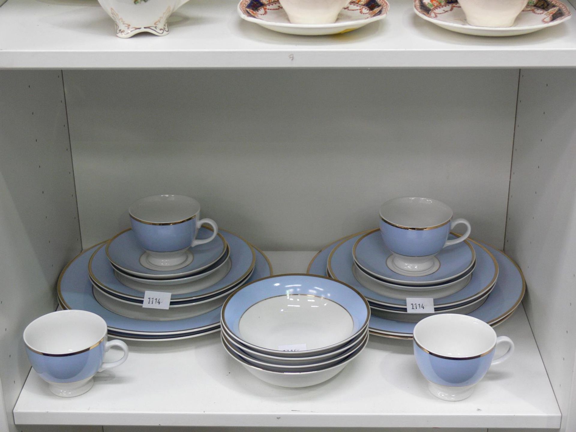 Five shelves to contain an assortment of Tea Services to include Colclough (40+), Alfred Meakin ' - Image 3 of 6