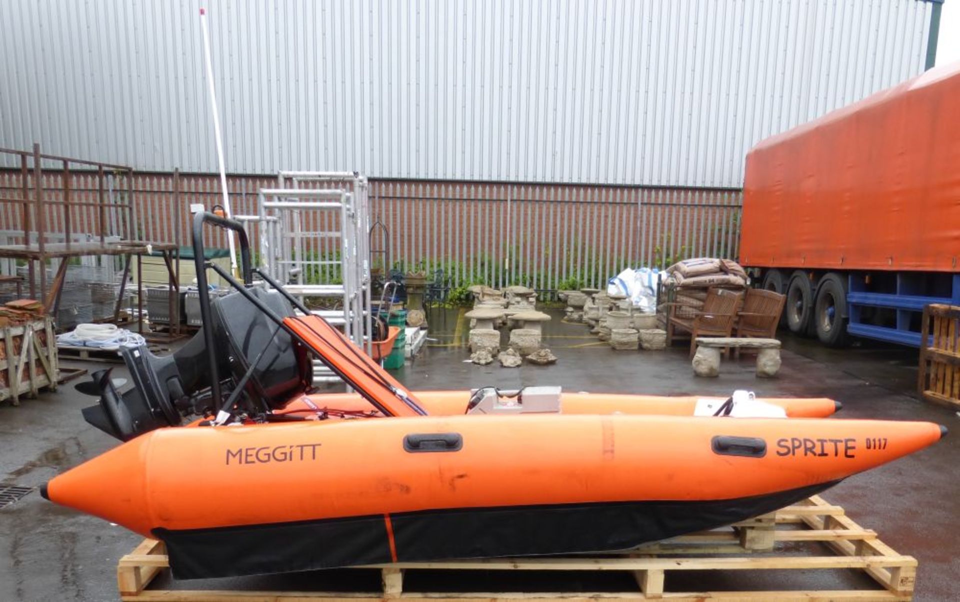 * Sprite R.I.B with Meggitt 40HP Outboard. A Sprite Rigid Inflatable Boat, Tunnel Hull, Meggitt