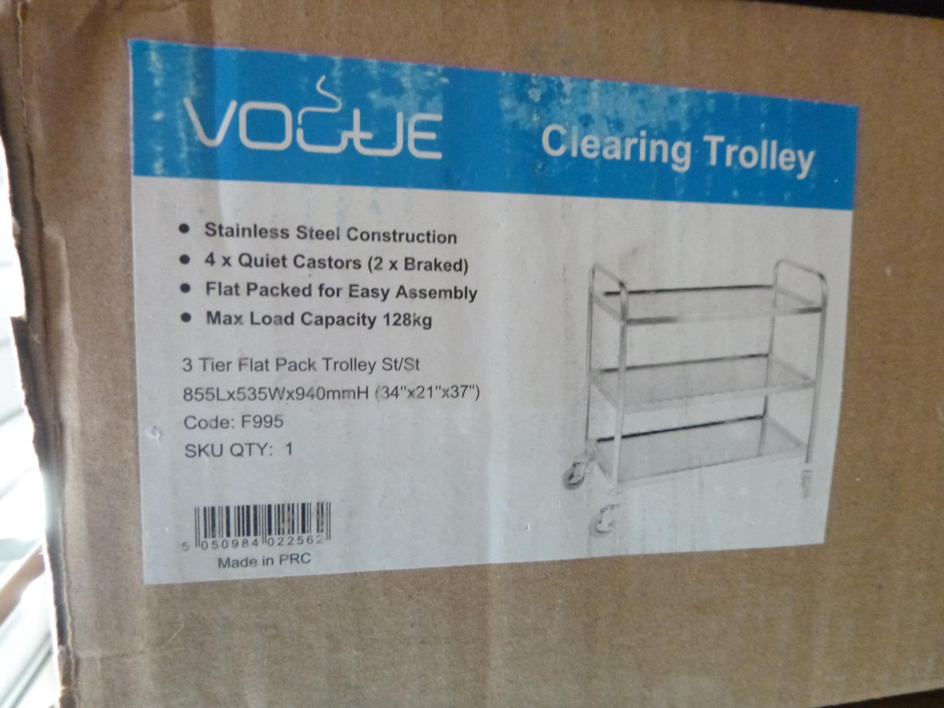 An unused Stainless Steel Vogue Trolley Max load 128Kg together with a wooden Towel Rail. - Image 2 of 2