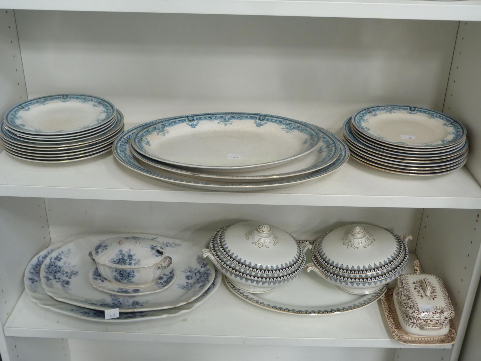 Five shelves to contain assorted Tureens, Meat Plates and Ceramic Tableware etc (est £20-£40) - Image 5 of 7