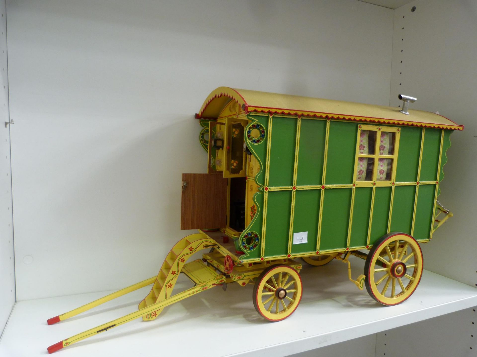 A Large Scratch Built four wheeled Gypsy Caravan, Fitted out and decorated (H42cm, W30cm, L79cm) (