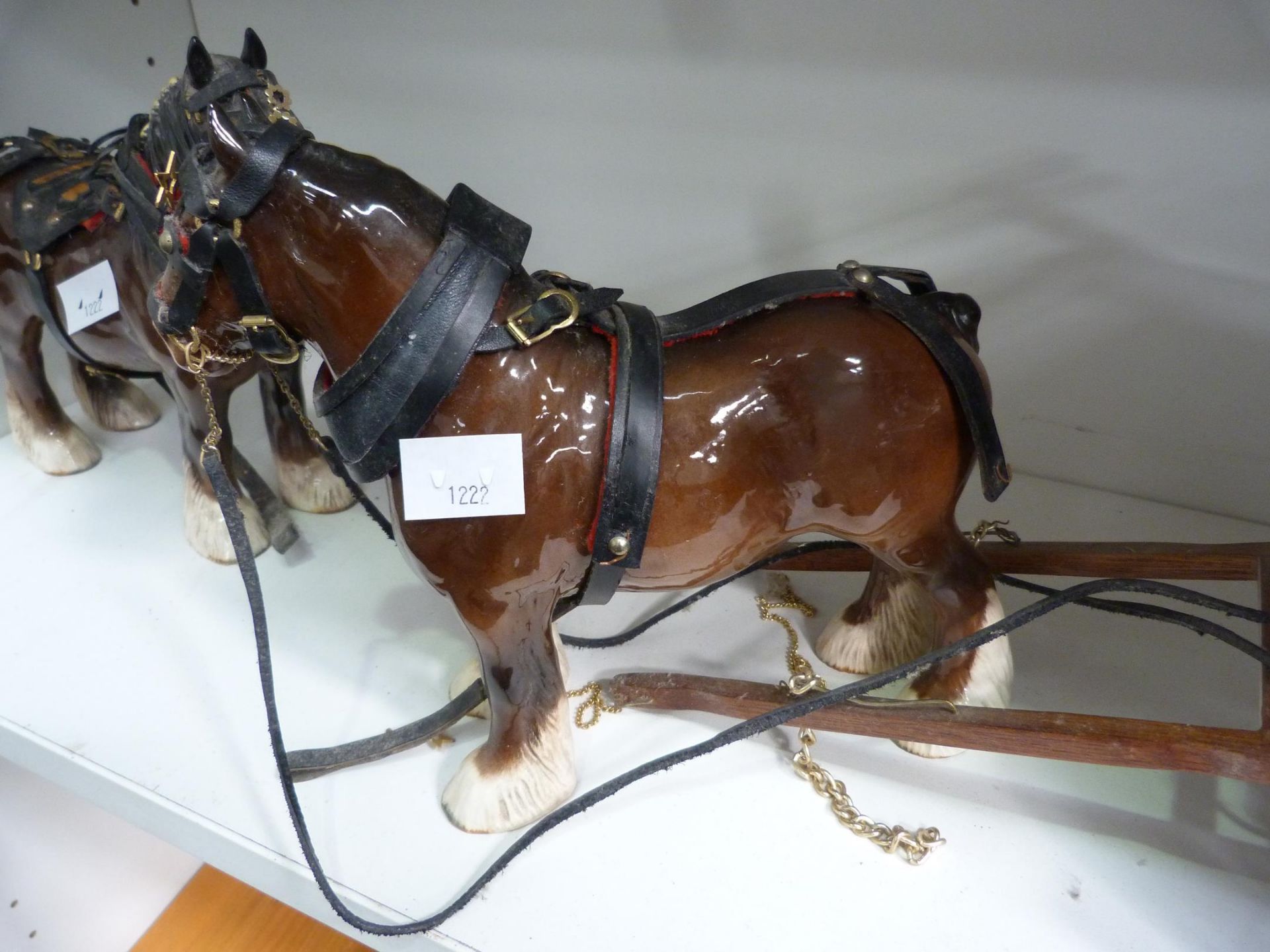 Two Beswick Shire Horses with Four Wheeled Cart (3) (est £25-£50) - Image 4 of 6