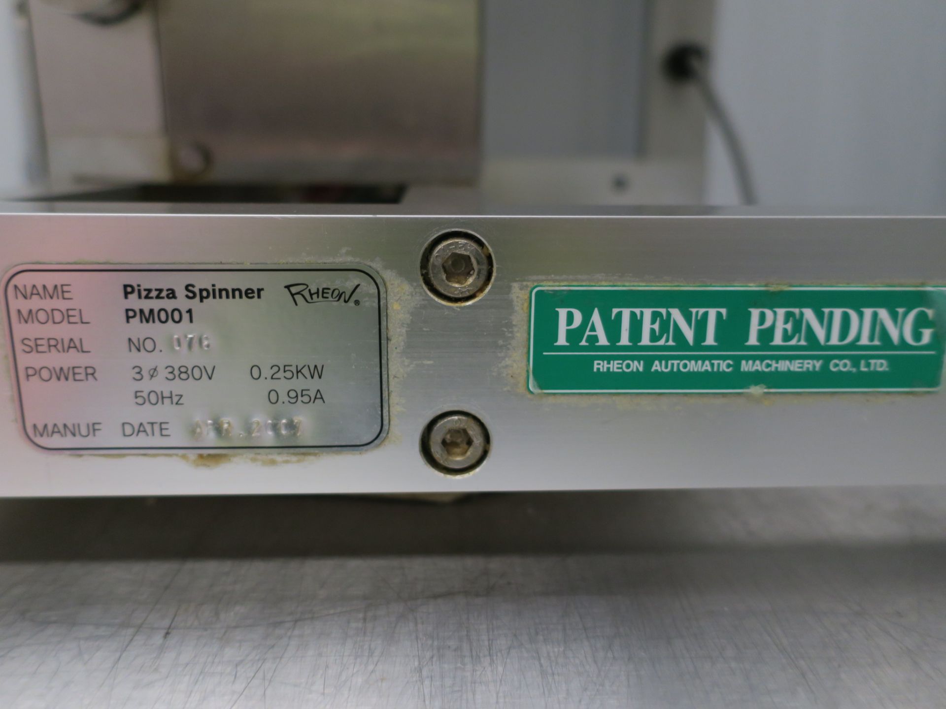 * 2007 Rheon PM001 Pizza Spinner and Stainless Steel Stand. Please note this lot is located at - Image 3 of 4