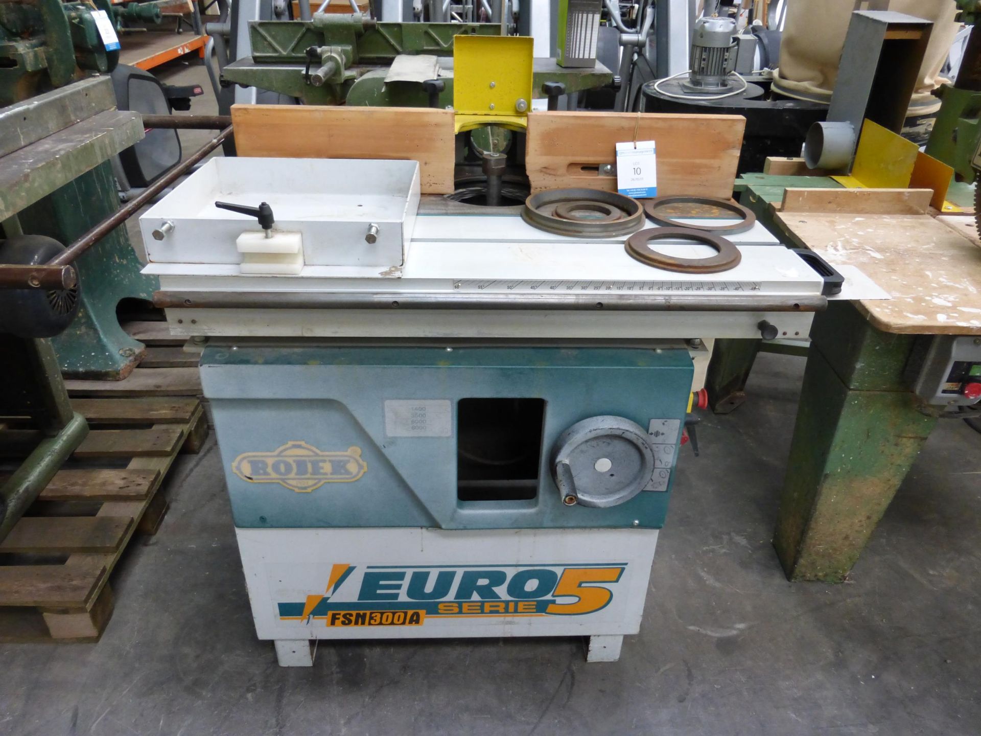 * A Rojex Euro FSN 300A Series 5, 4 Speed Tilting Head Spindle Mounder and Sliding Table. Please