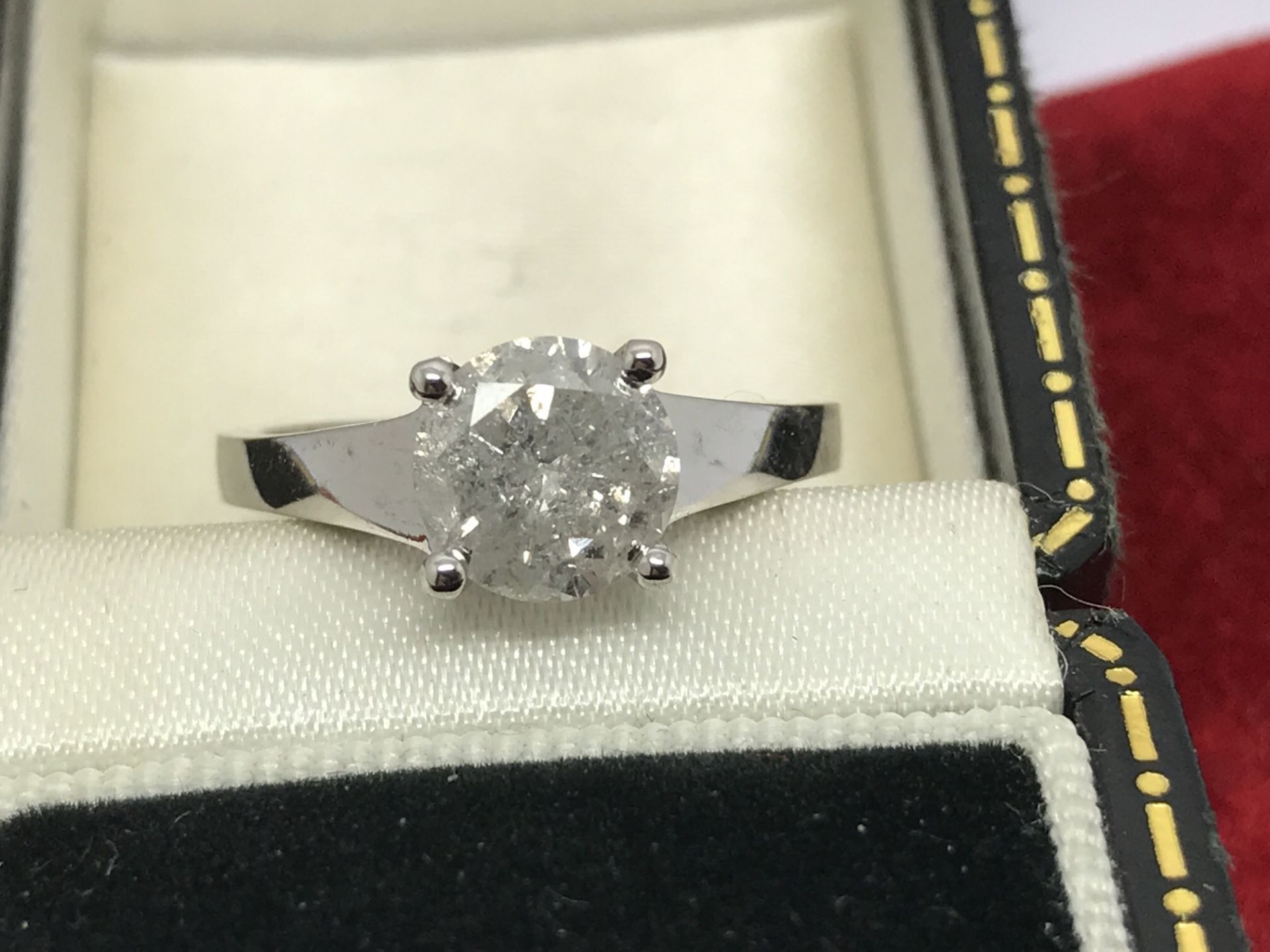 1.38ct ROUND CUT DIAMOND SOLITAIRE RING SET IN WHITE METAL TESTED AS 14ct GOLD **NO RESERVE**