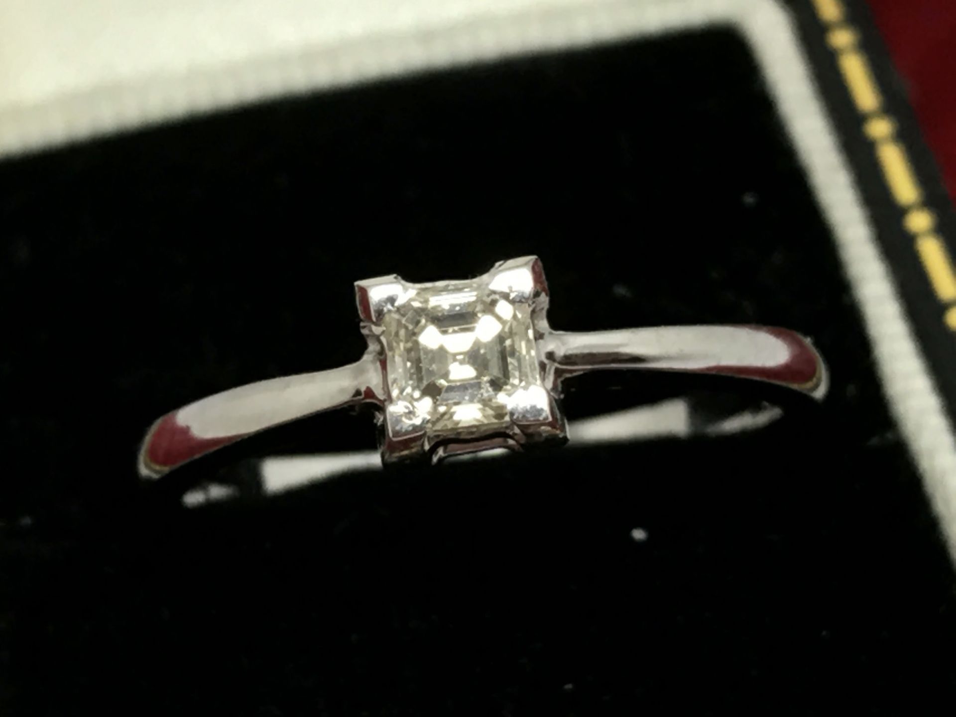 0.30ct ASSCHER CUT DIAMOND SOLITAIRE RING SET IN WHITE METAL TESTED AS 14ct GOLD **NO RESERVE**