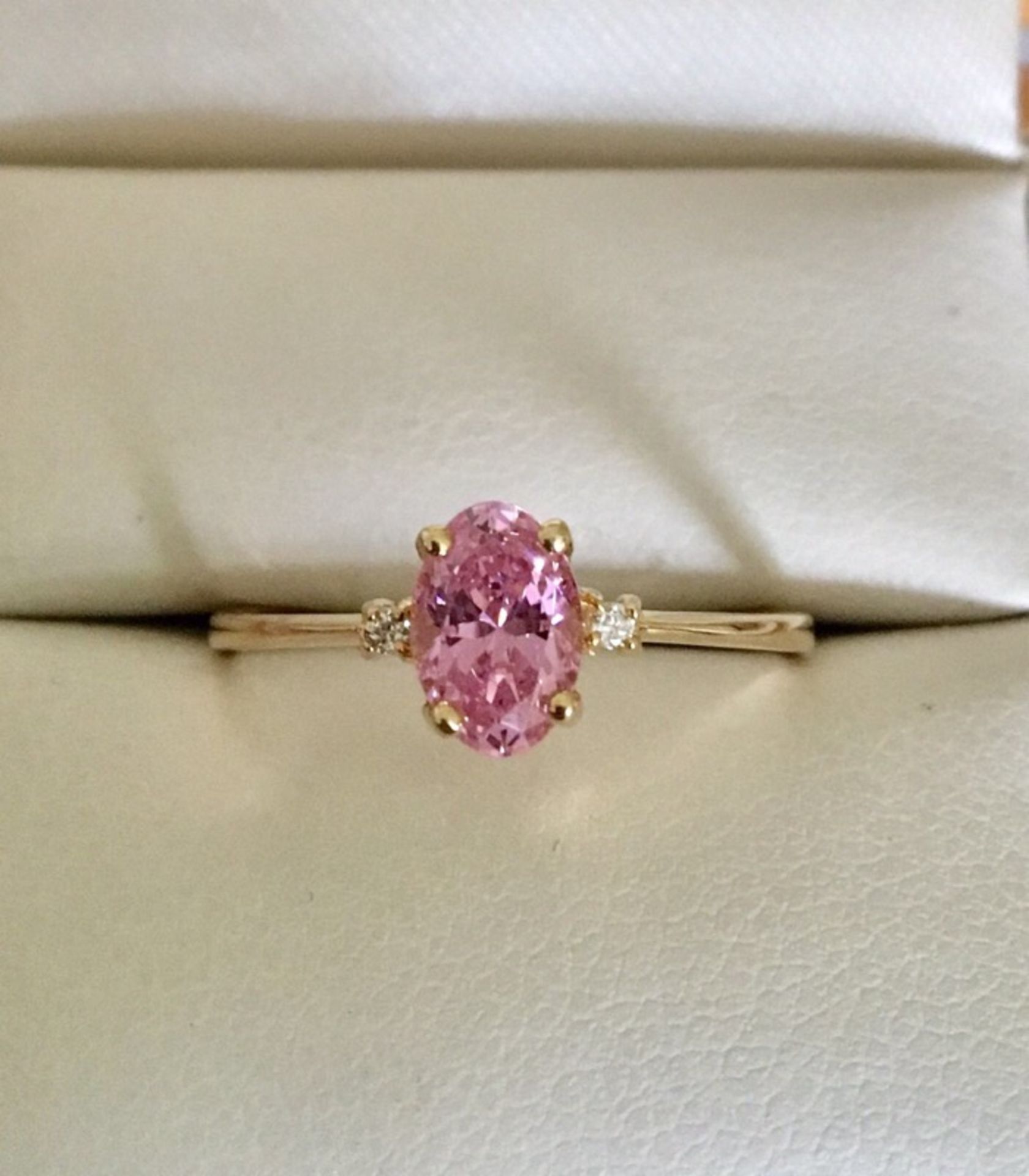 14kt PINK STONE RING - Image 2 of 2