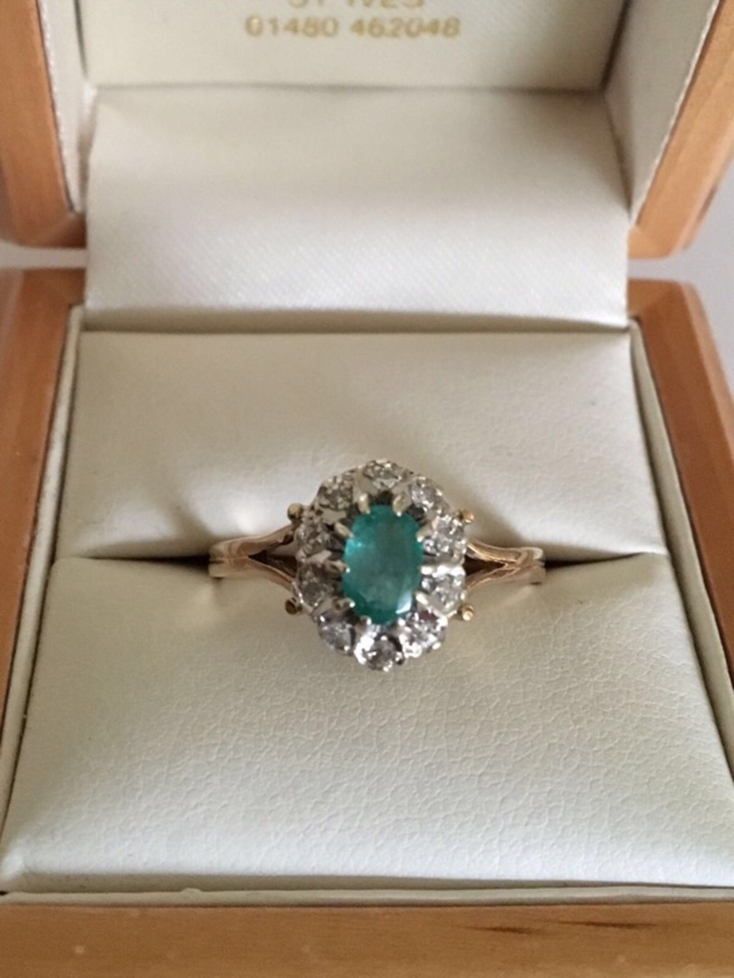 9ct Gold Emerald & Diamond Ring Marked 375 - Image 2 of 2