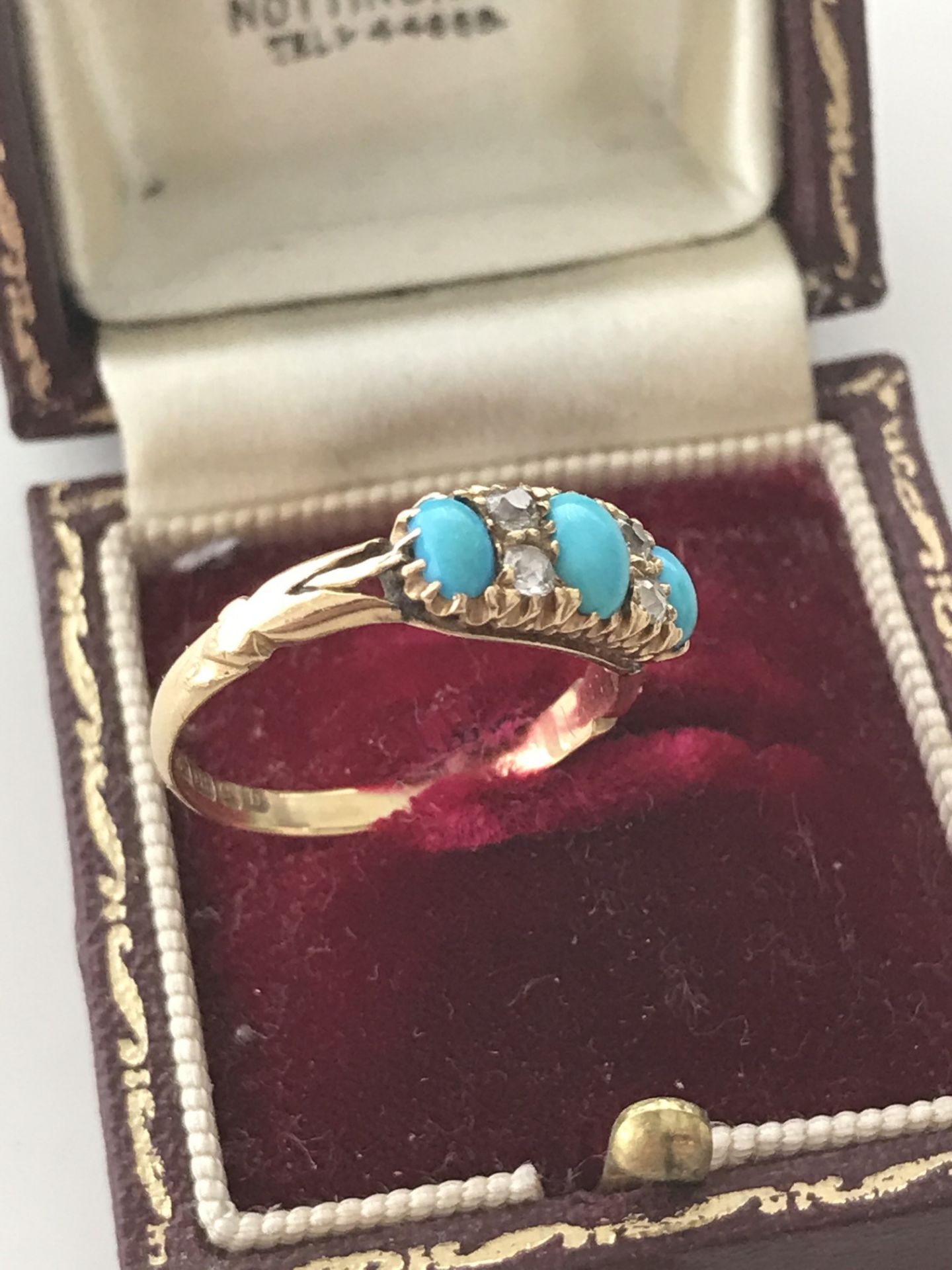 18ct GOLD TURQUOISE & DIAMOND RING - Image 2 of 3