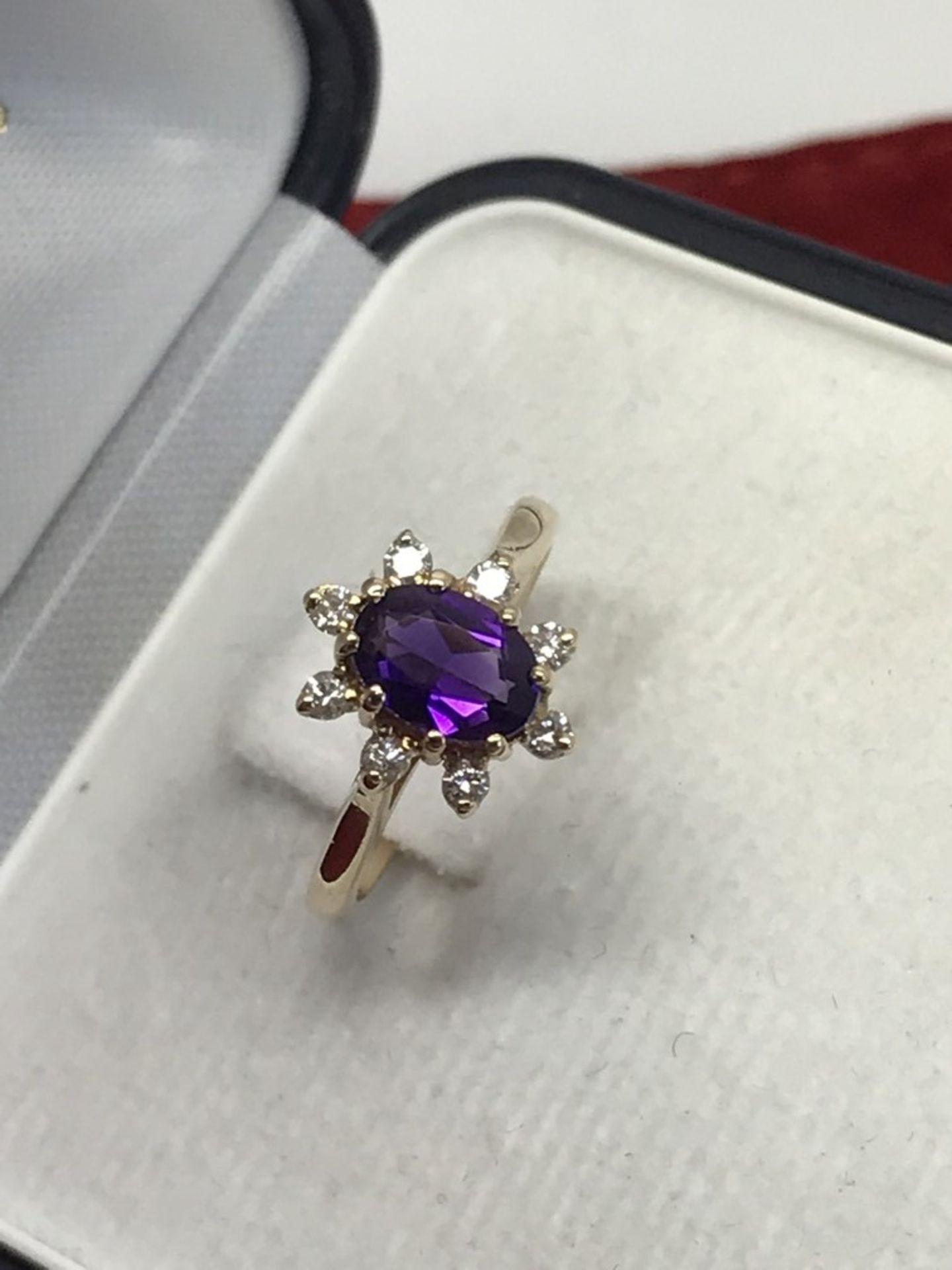 AMETHYST & DIAMOND RING SET IN YELLOW METAL TESTED AS 14ct GOLD - Image 2 of 2