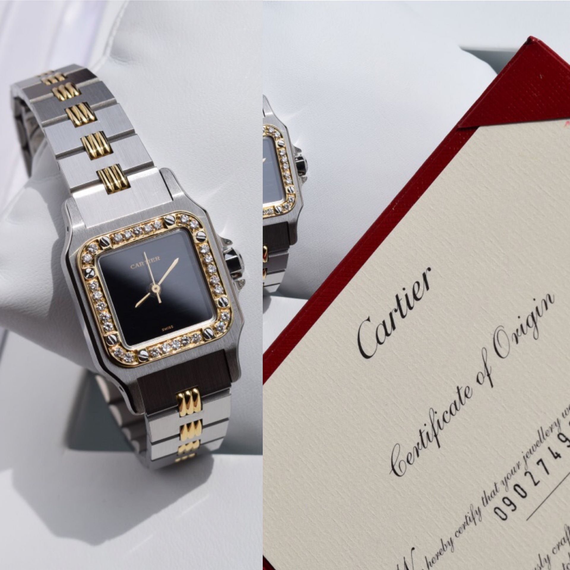 *Beautiful* Ladies Cartier Santos (Rare Edition) - Steel & Gold set with Diamonds