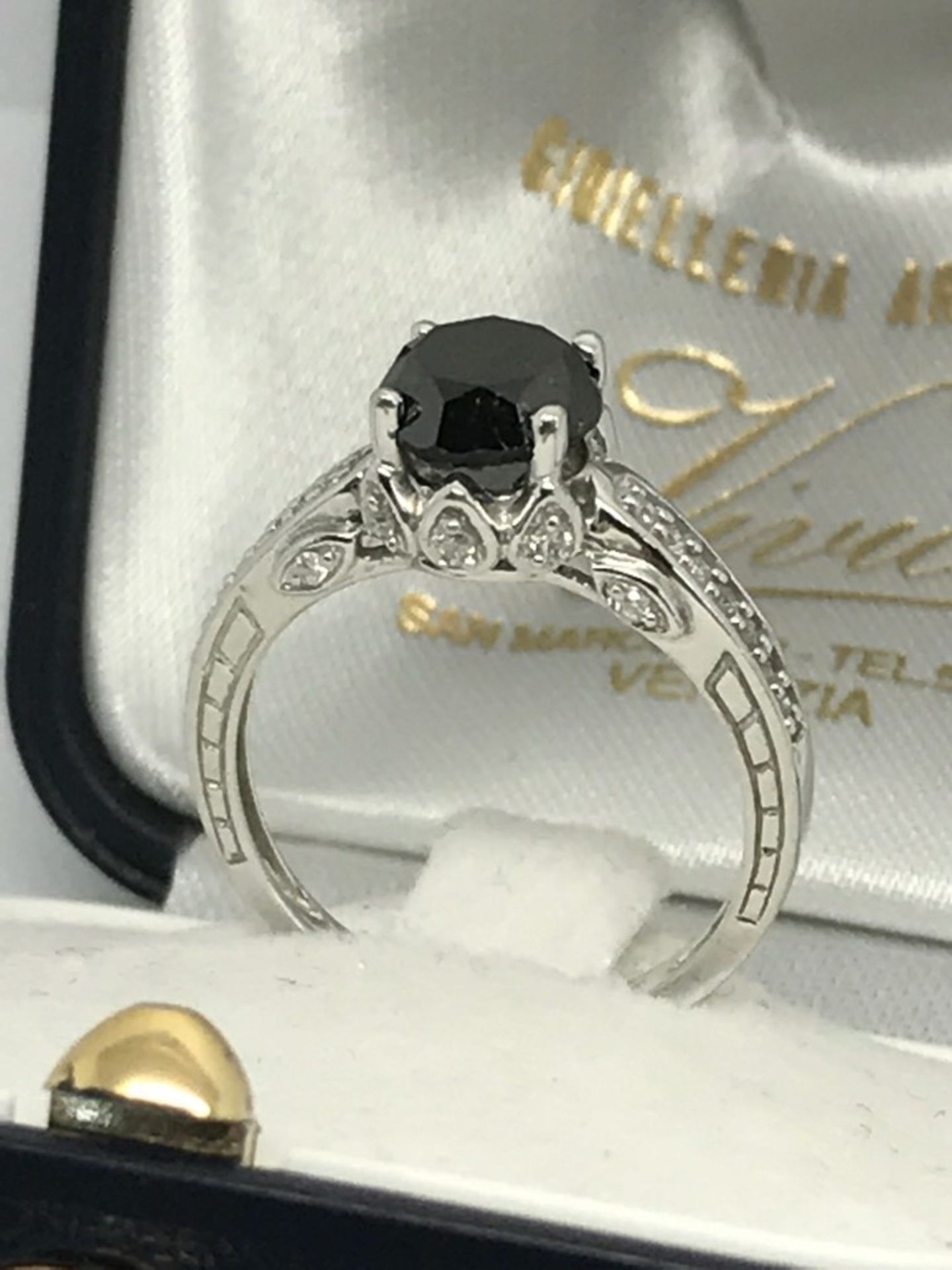 2.00ct BLACK DIAMOND WITH WHITE DIAMONDS SET IN WHITE GOLD 9ct