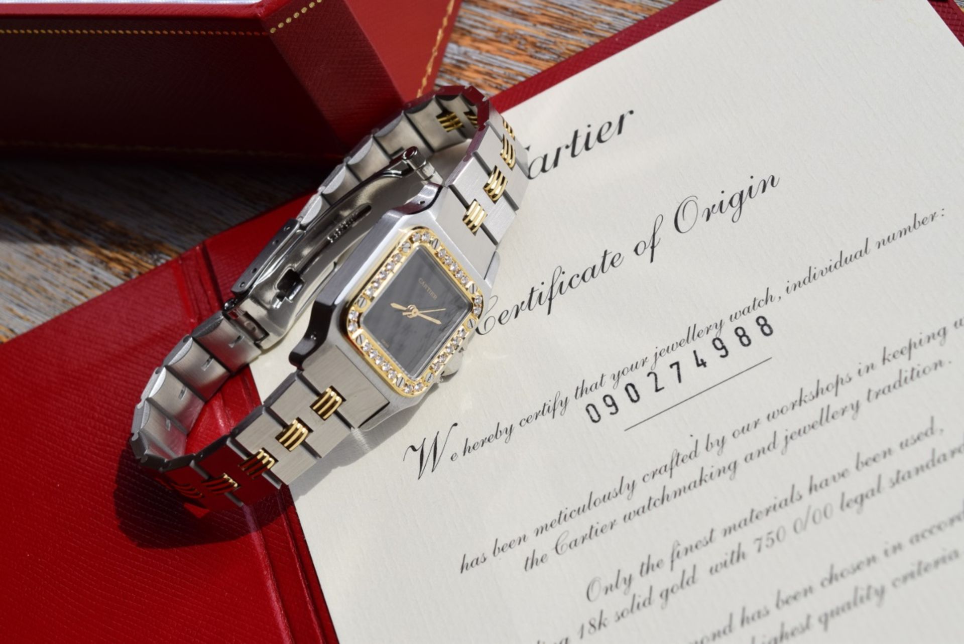 *Beautiful* Ladies Cartier Santos (Rare Edition) - Steel & Gold set with Diamonds - Image 4 of 12