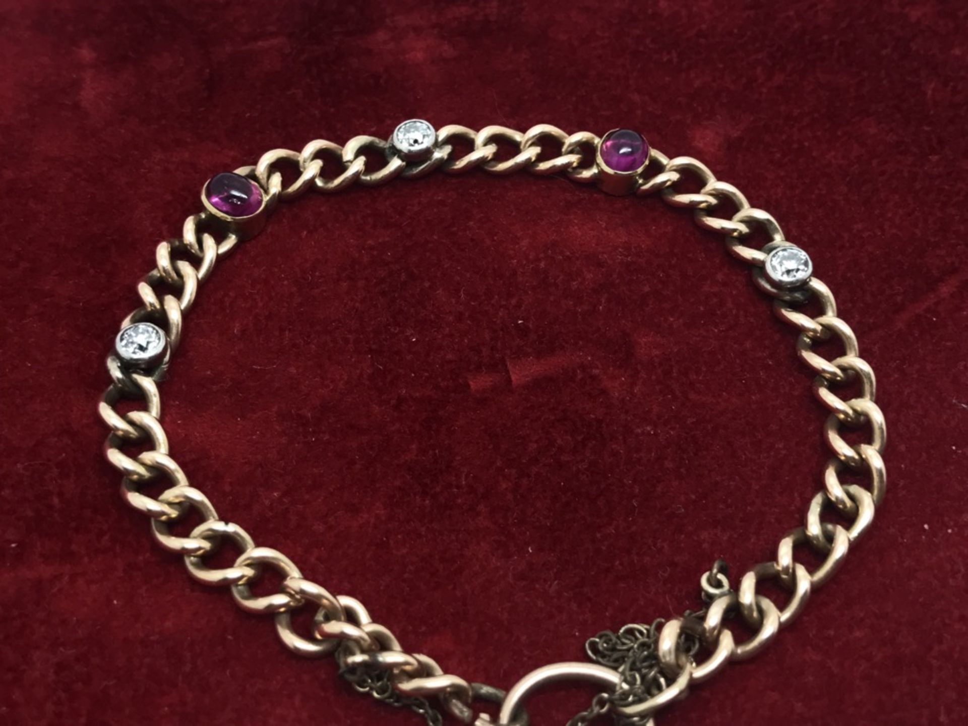 VINTAGE 9ct RUBY & DIAMOND BRACELET - Image 3 of 3