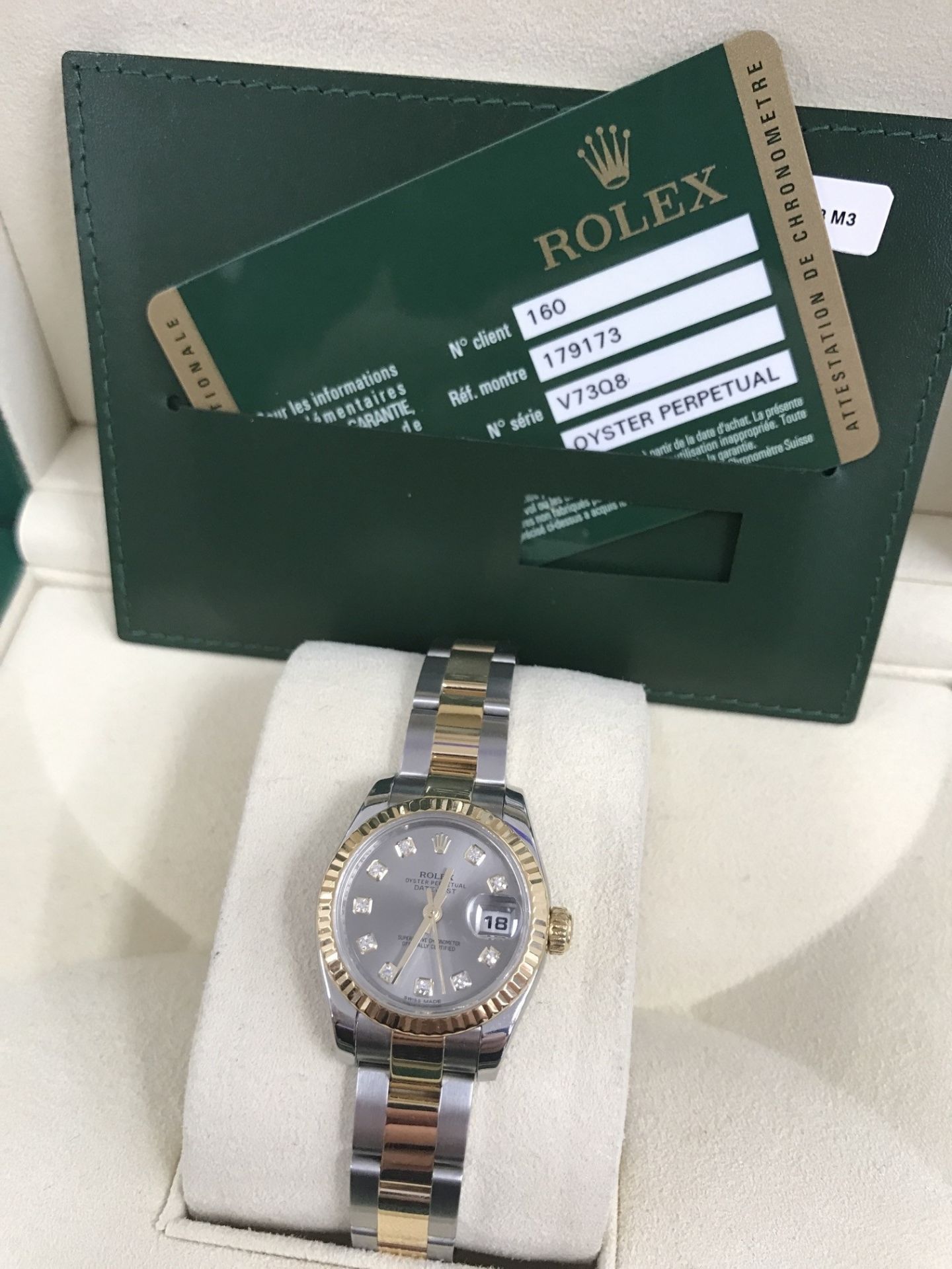 LADIES STEEL & GOLD ROLEX DATEJUST SET WITH DIAMONDS WITH BOX & PAPERS - Image 2 of 10