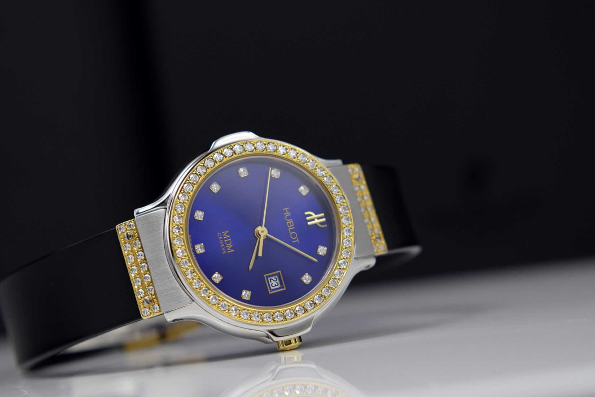 HUBLOT - 'Diamond' Lady Date - Steel and Gold! Gorgeous Blue Dial! - Image 7 of 8