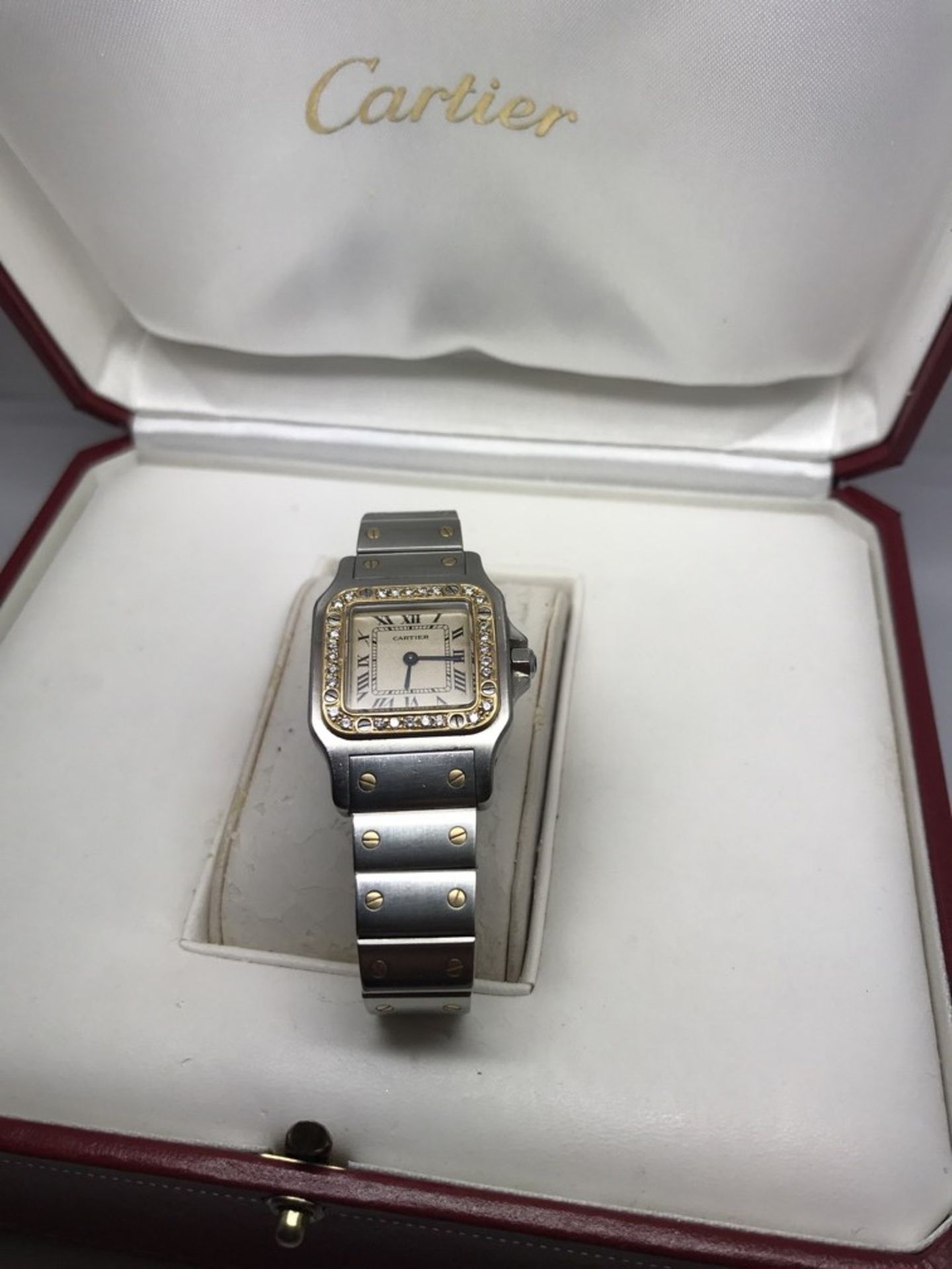 CARTIER GOLD & STAINLESS/STEEL DIAMOND SET WATCH WITH CARTIER BOX - Image 2 of 6