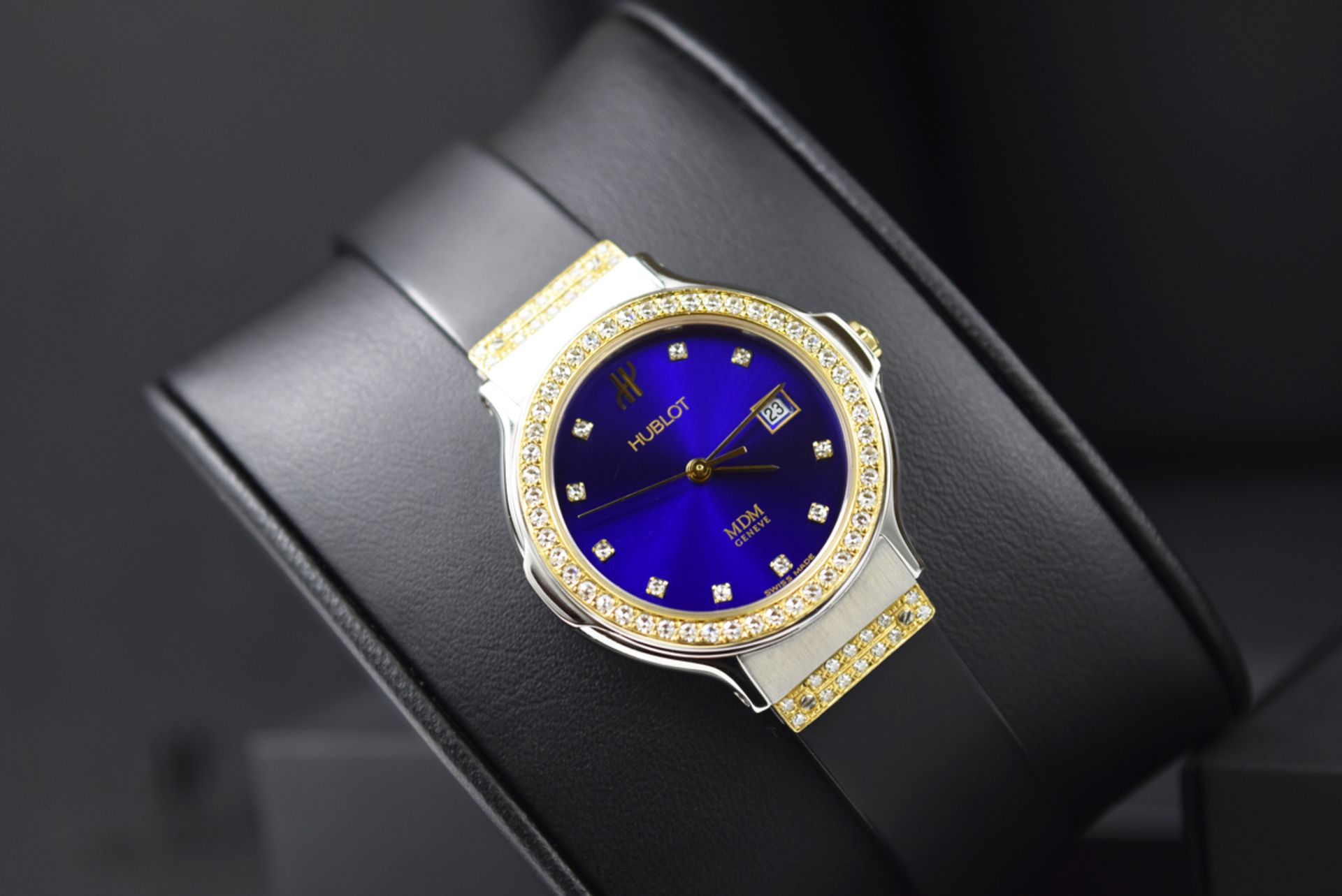 HUBLOT - 'Diamond' Lady Date - Steel and Gold! Gorgeous Blue Dial! - Image 2 of 8