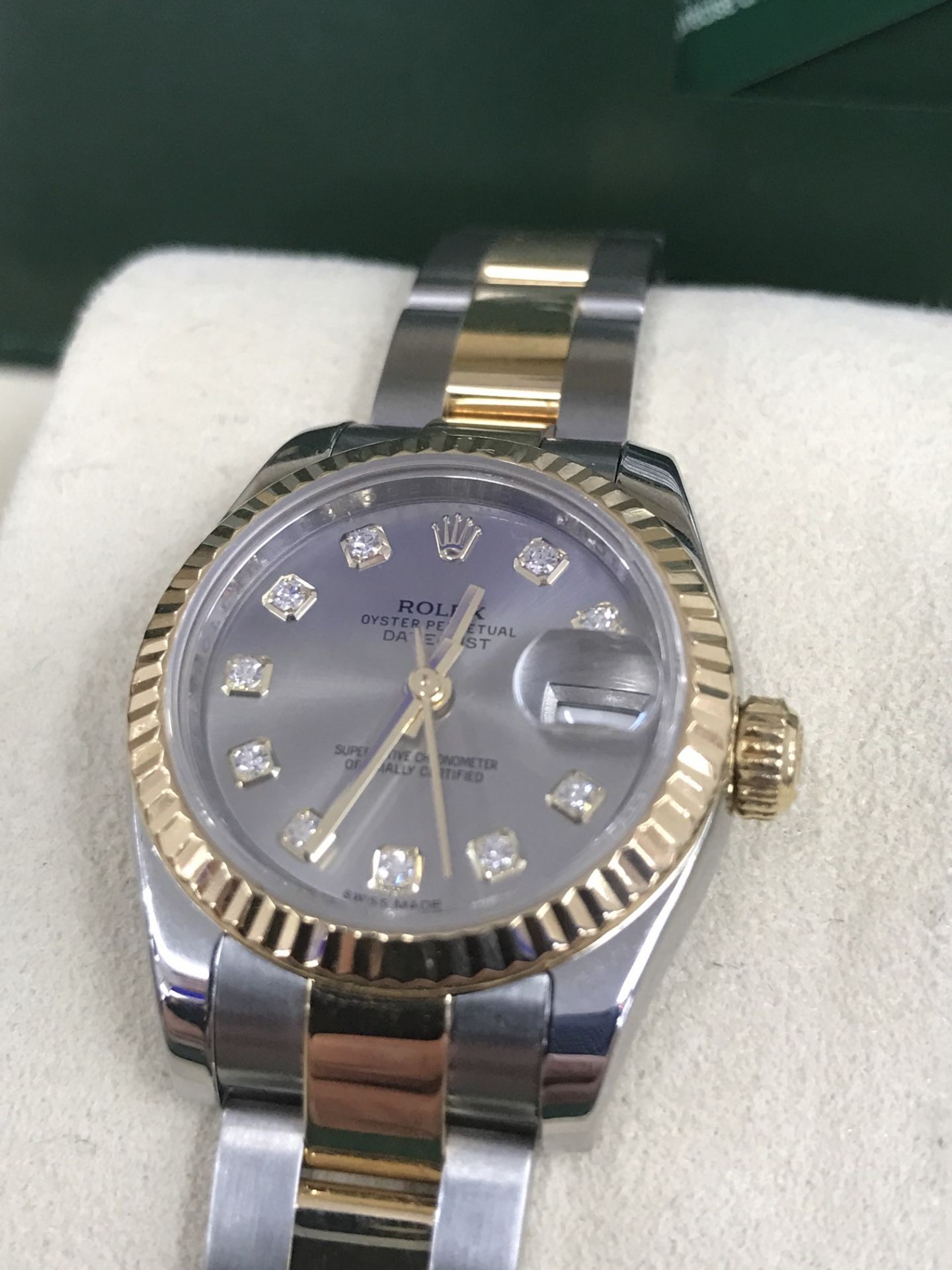 LADIES STEEL & GOLD ROLEX DATEJUST SET WITH DIAMONDS WITH BOX & PAPERS - Image 3 of 10