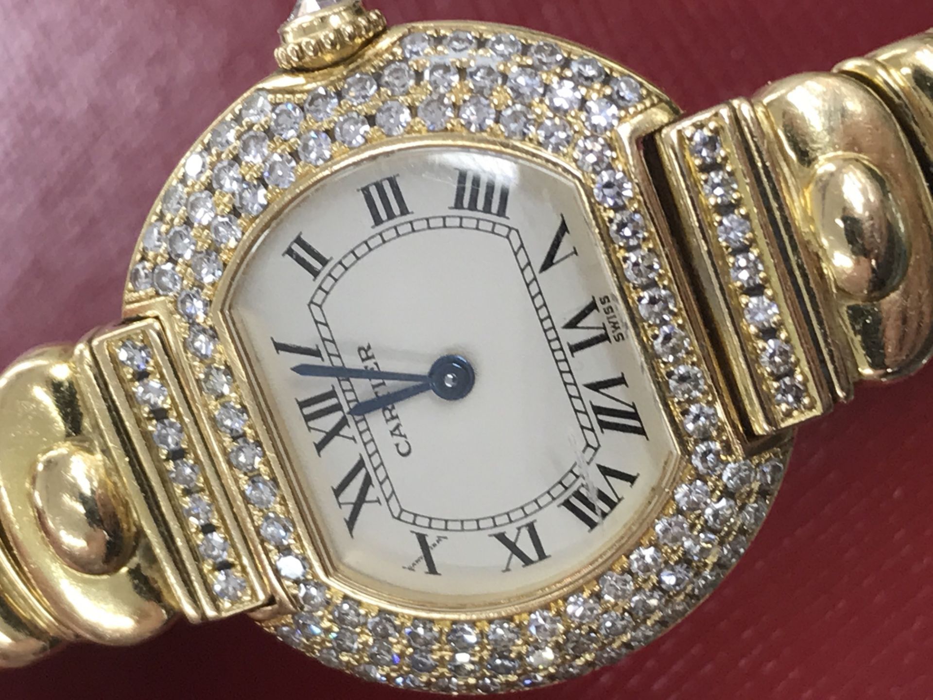 18ct GOLD LADIES CARTIER WATCH SET WITH CARTIER DIAMONDS - RARE MODEL - Image 15 of 15