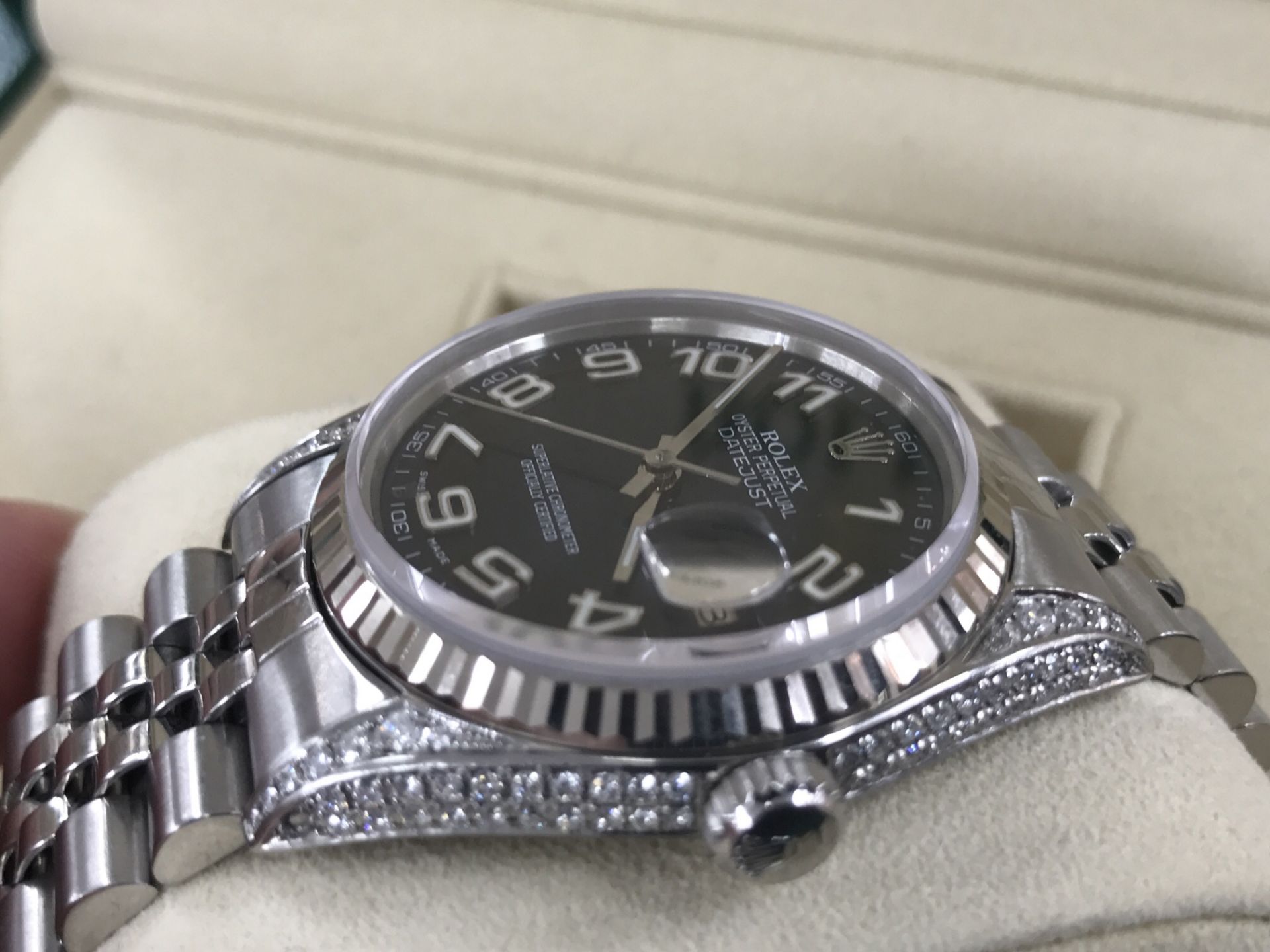 ROLEX DATEJUST SET WITH AFTERMARKET DIAMONDS 36mm - Image 10 of 17