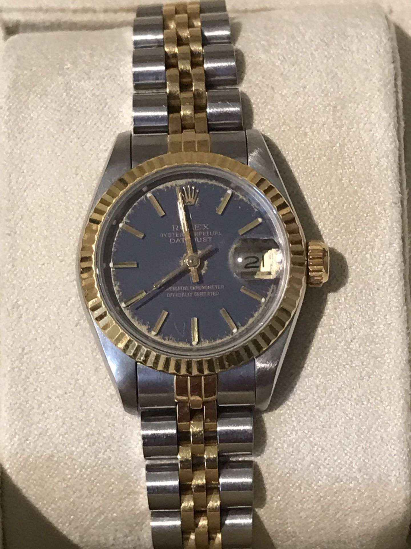 LADIES GOLD/SS ROLEX WATCH WITH BLUE DIAL - Image 2 of 3