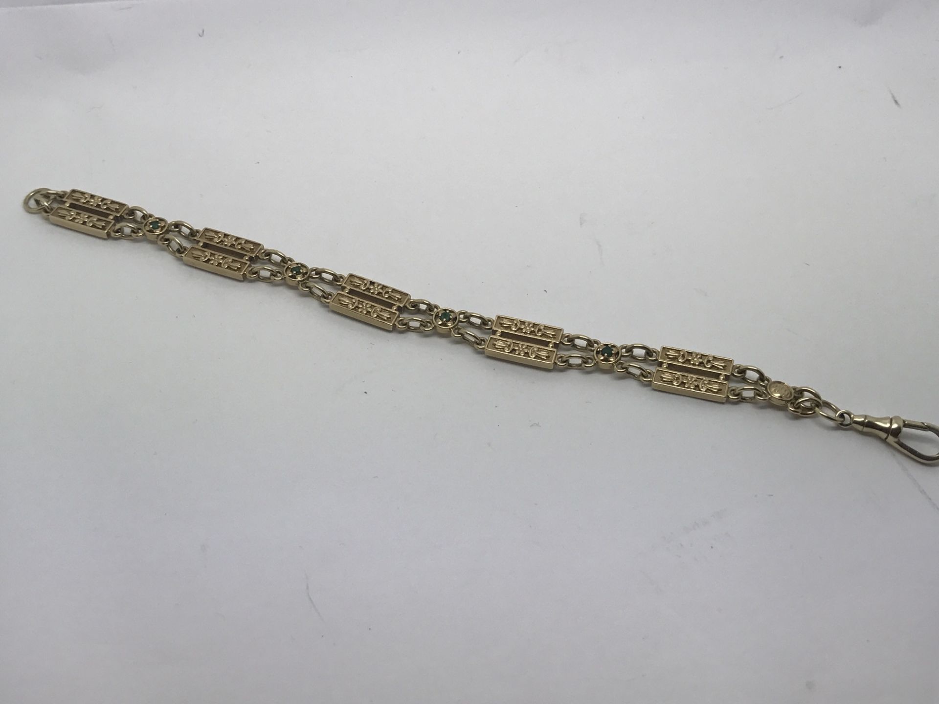 9ct GOLD BRACELET SET WITH EMERALDS - APPROX 19.6 GRAMS - Image 2 of 4