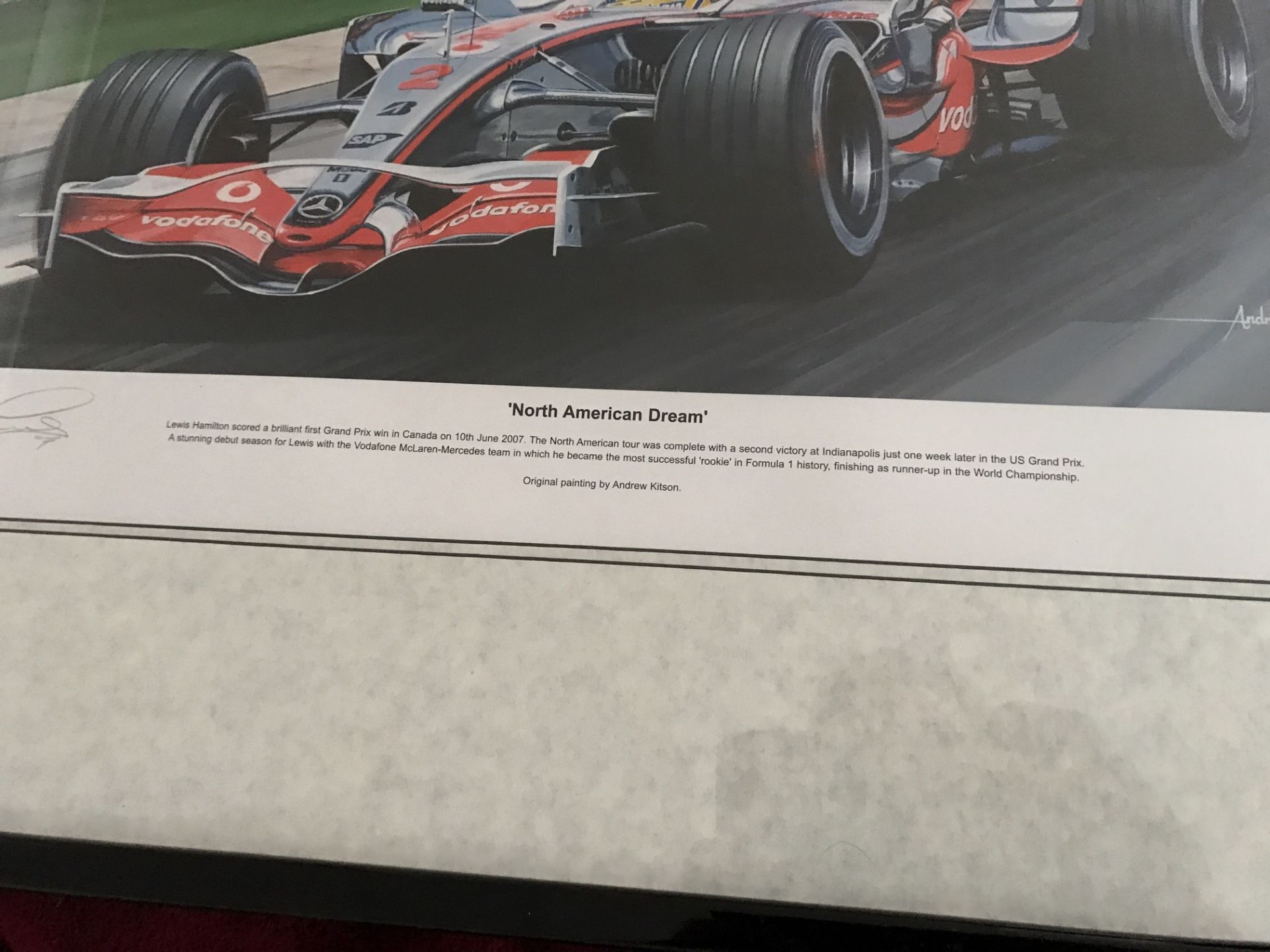 LEWIS HAMILTON SIGNED PRINT OF 2007 CANADIAN GRAND PRIX WITH C.O.A - Image 3 of 6