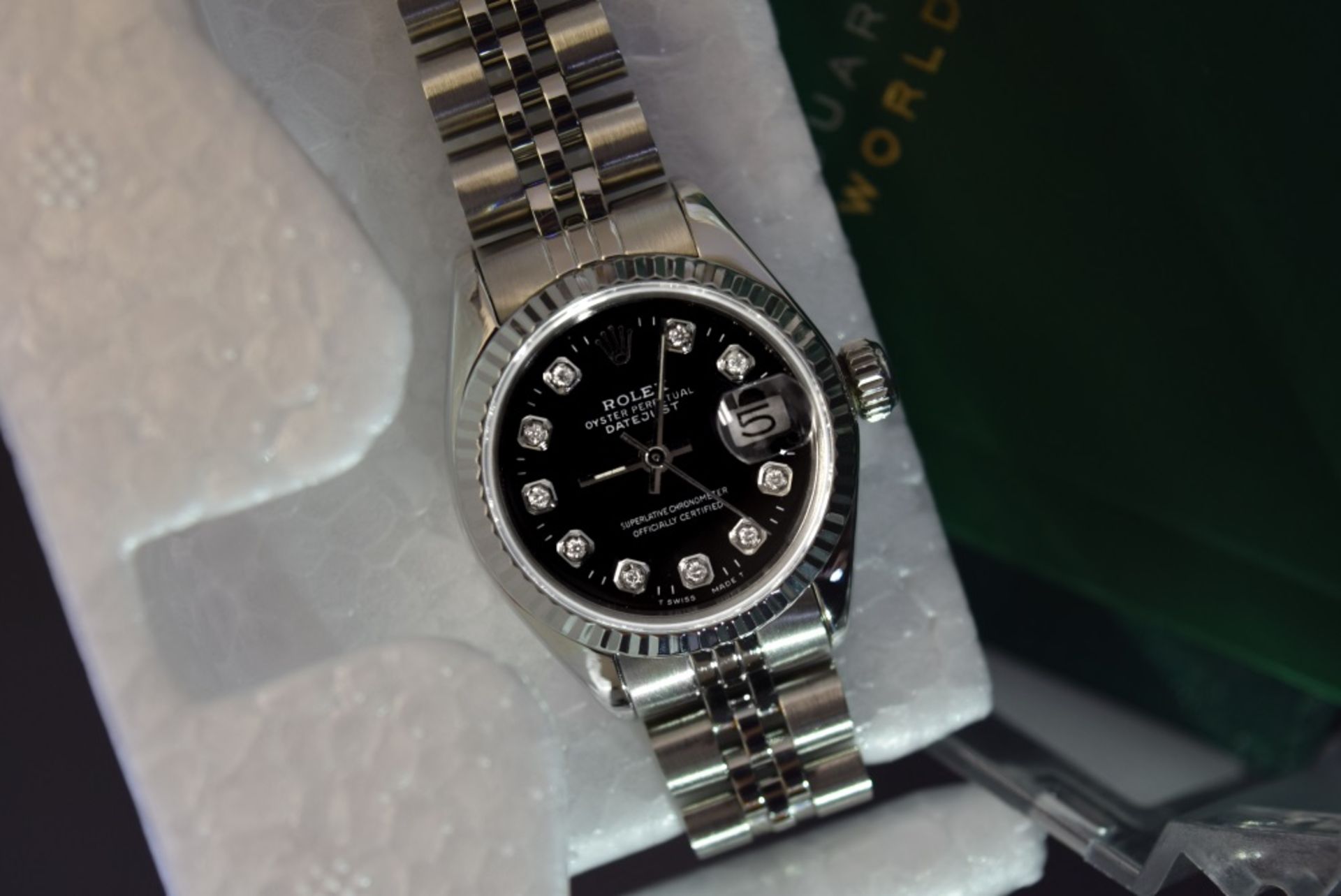 *Rolex DateJust* - Black Diamond Dial (Ladies, Steel)