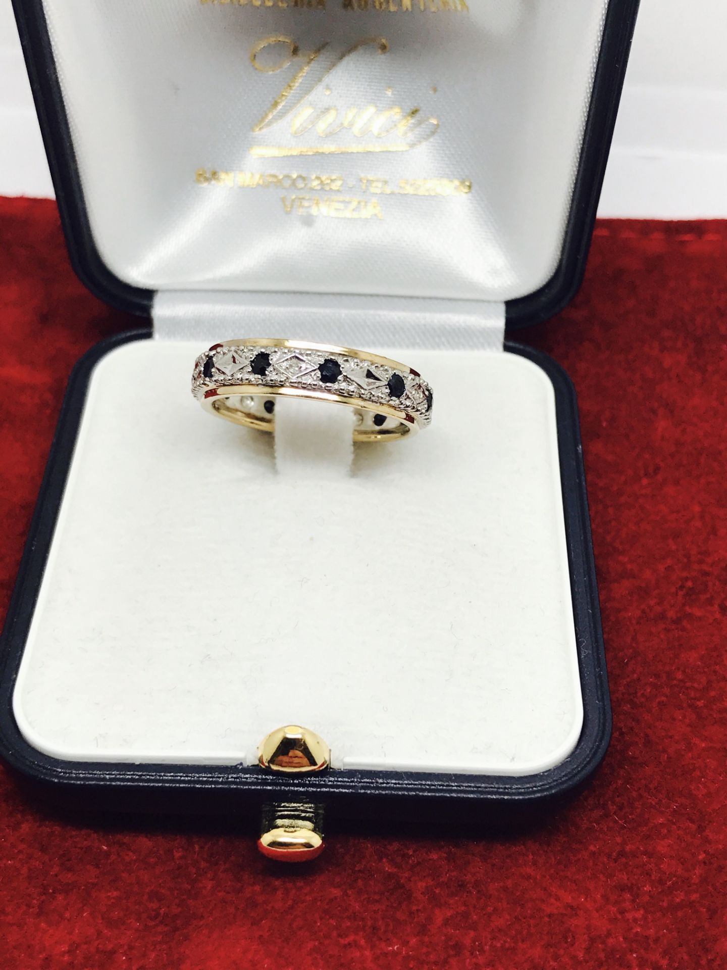 9ct GOLD SAPPHIRE & DIAMOND FULL ETERNITY RING