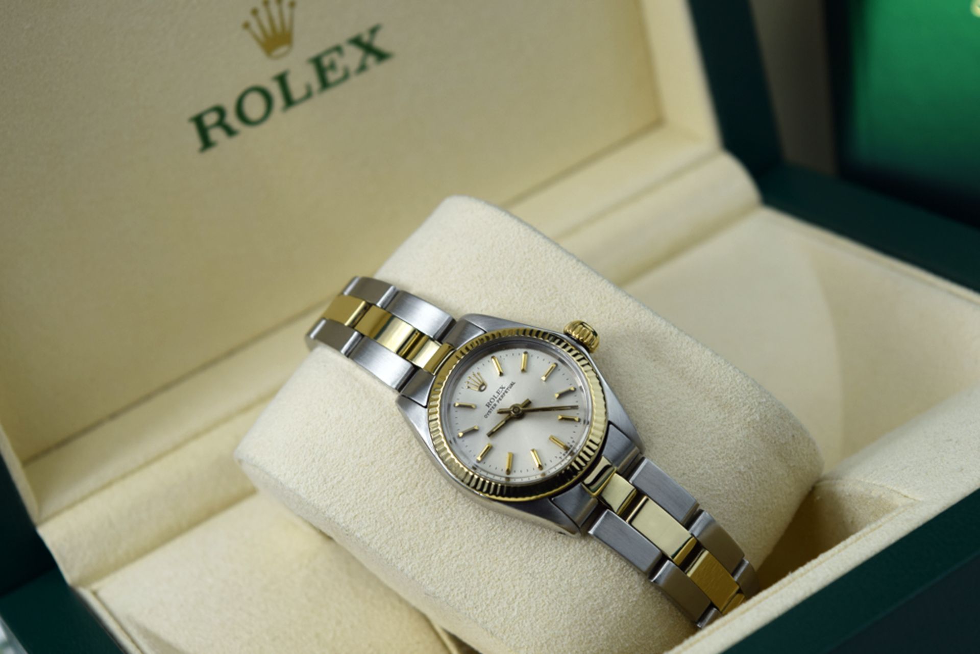 Rolex Oyster Perpetual (Ladies) - Gold and Steel w/ Champagne Colour Dial