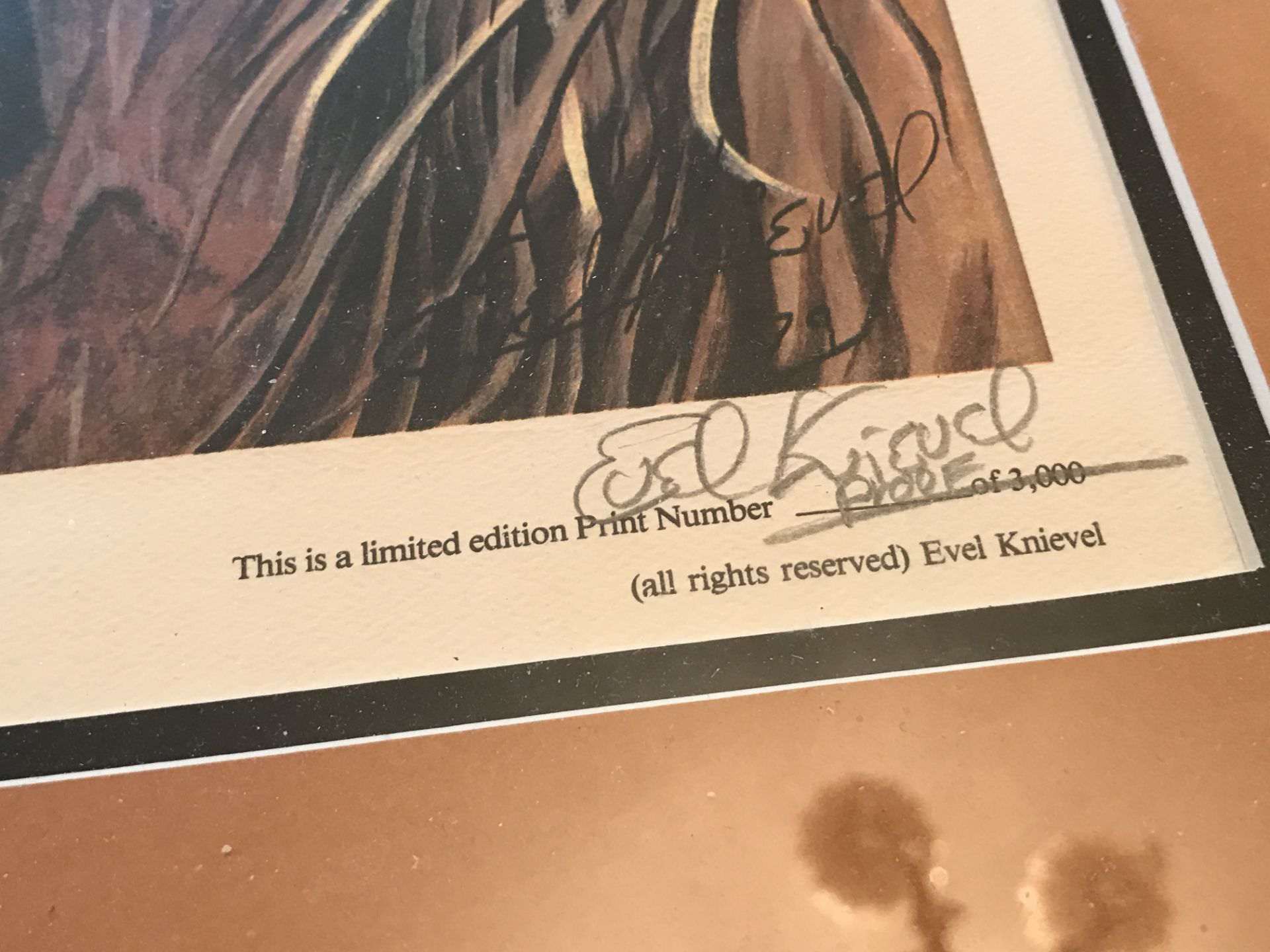 VERY RARE EVEL KNIEVEL SIGNED ARTIST PROOF ARTWORK 1983 - Image 4 of 6