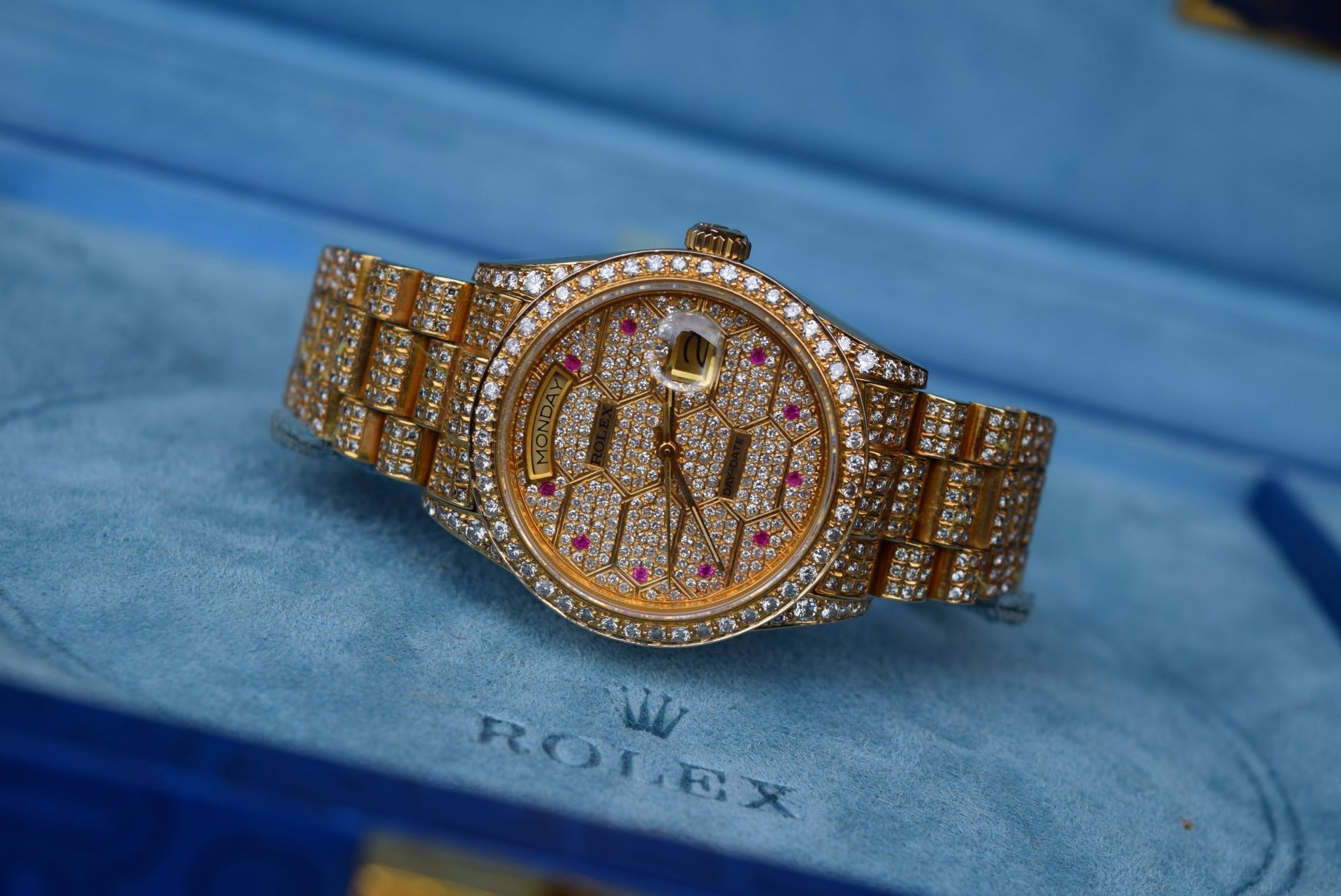 Mens Solid Gold Rolex Diamond/ Ruby Day-Date “Super President” Watch - Image 8 of 13