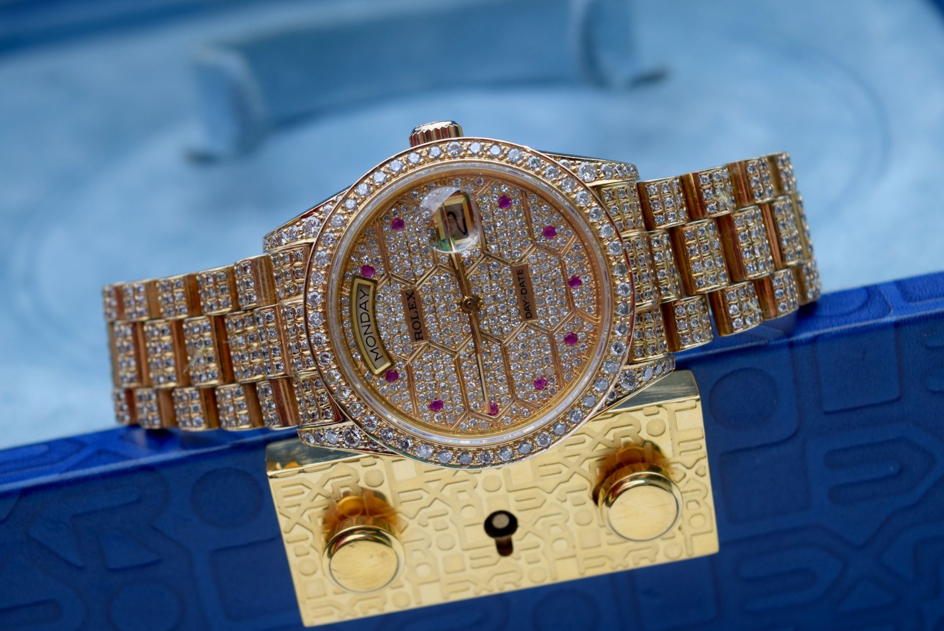 Mens Solid Gold Rolex Diamond/ Ruby Day-Date “Super President” Watch - Image 3 of 13