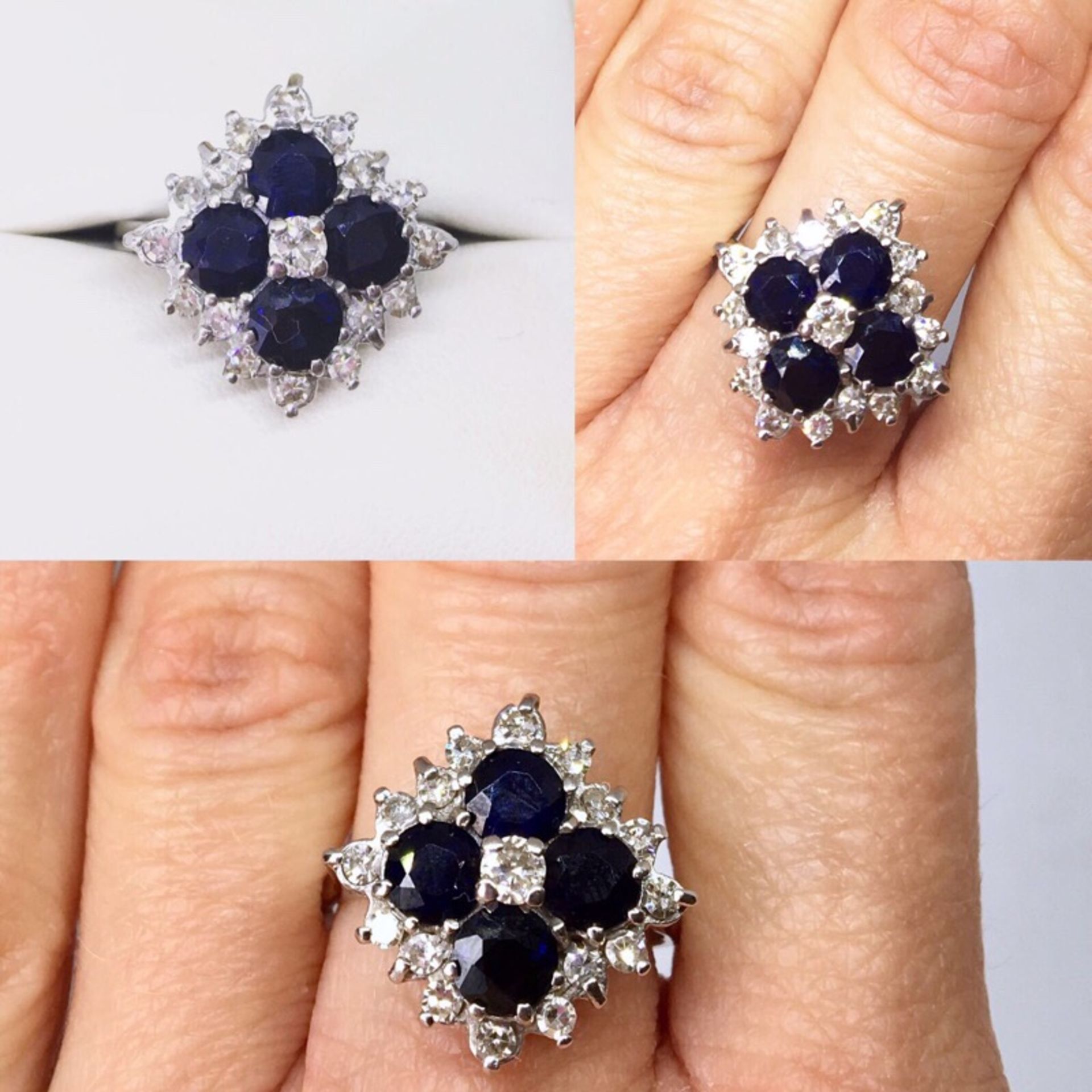 FINE 18ct WHITE GOLD 2ct SAPPHIRE & 0.46ct DIAMOND RING - Image 2 of 4