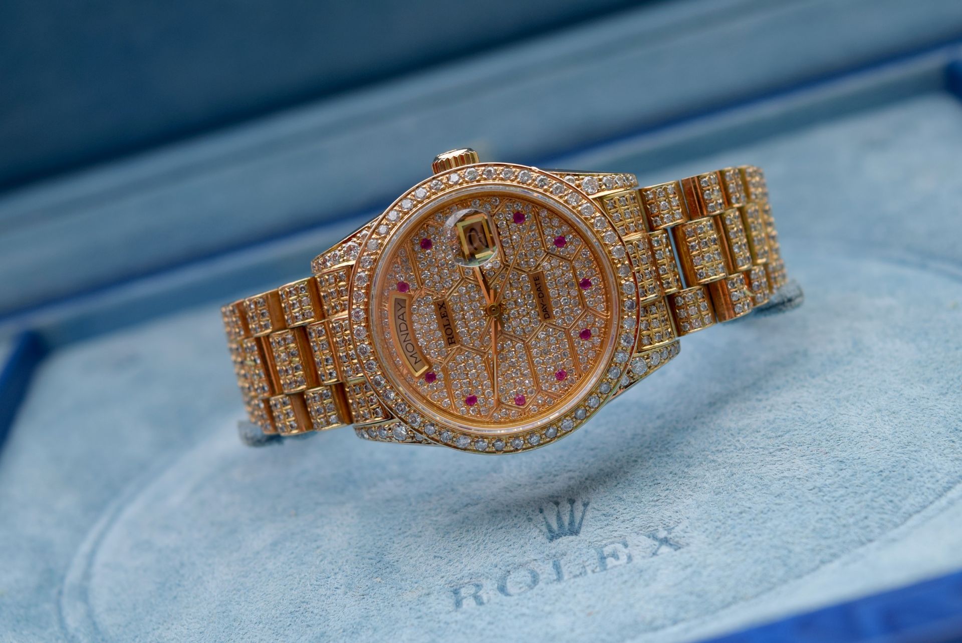 Mens Solid Gold Rolex Diamond/ Ruby Day-Date “Super President” Watch - Image 13 of 13