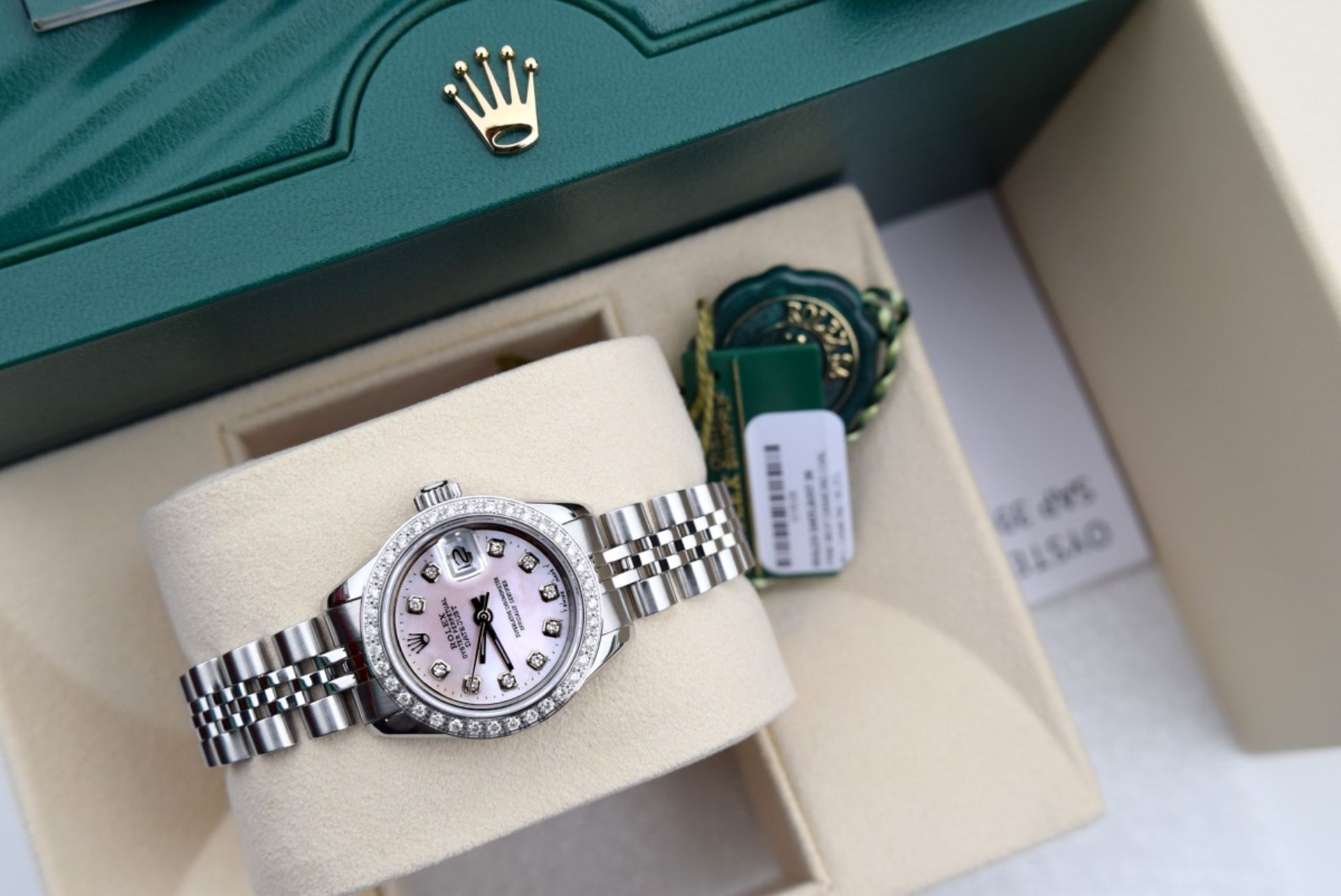 ♥ GORGEOUS ♥ Rolex *Diamond Encrusted* Pink Pearl Lady DateJust - Image 5 of 8