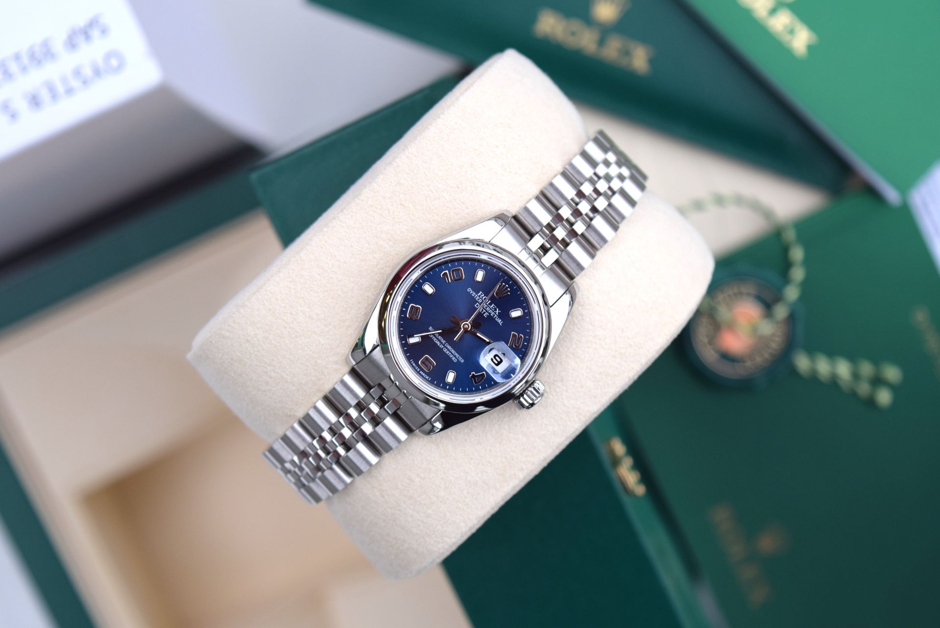 ♥ Rolex ♥ Lady Date 26 - Blue Arabic Oyster Perpetual