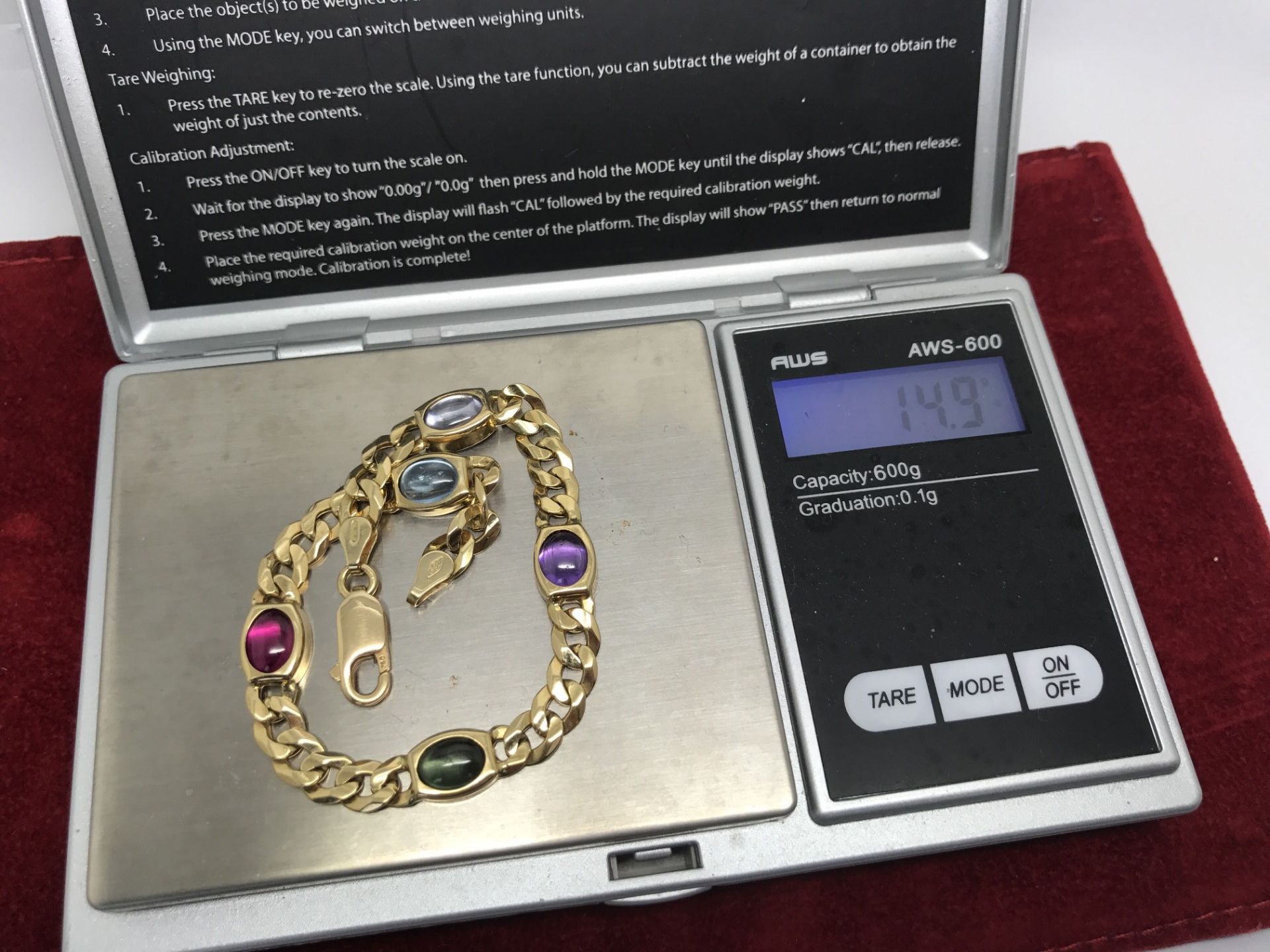 BVLGARI STYLE GEM SET 18ct GOLD BRACELET - WEIGHS APPROX 14.9 GRAMS - Image 2 of 2