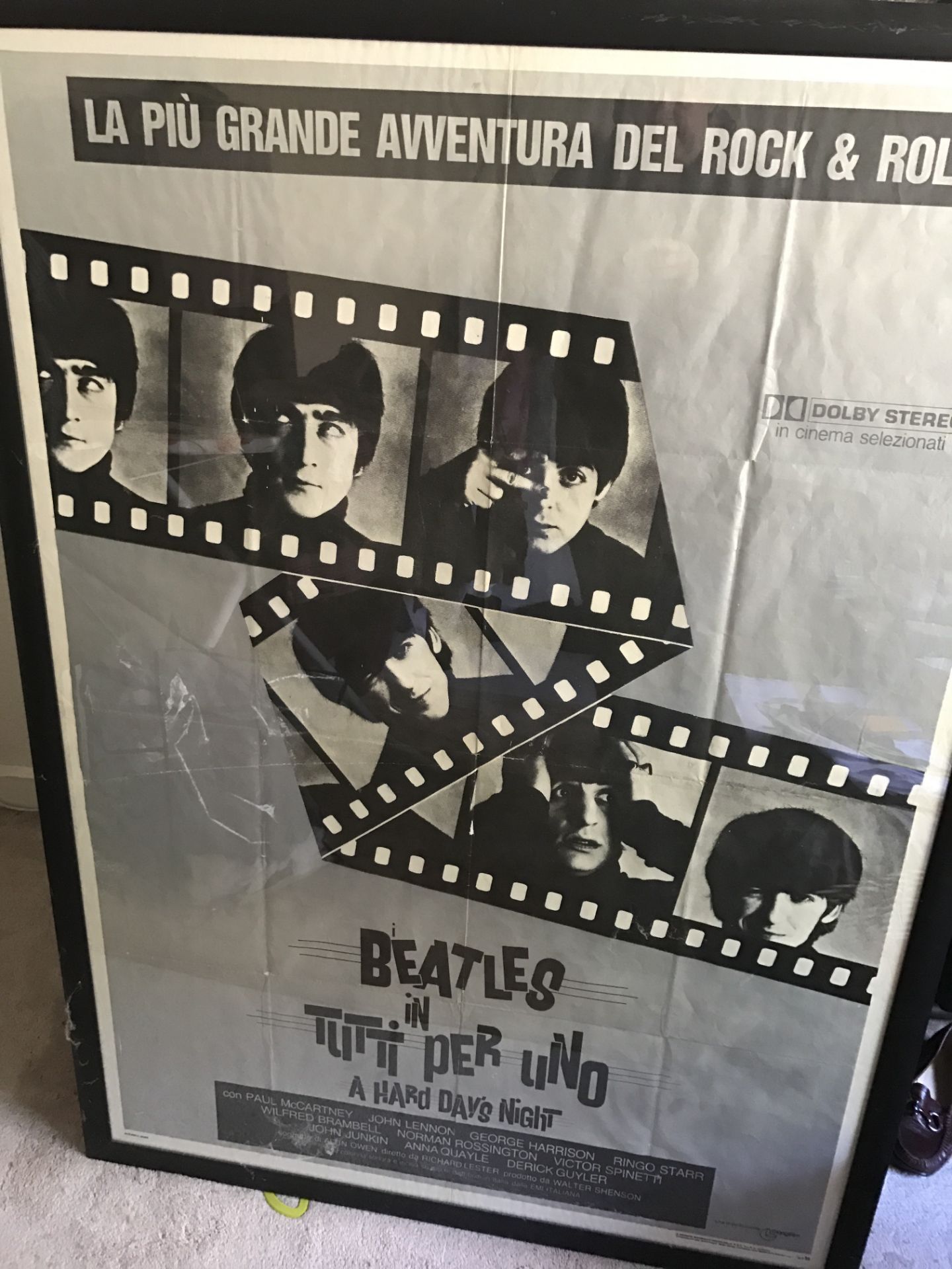 The Beatles Hard Day's Night Official Poster Italy 55"x39" Tutti Per Uno RARE!!! - Image 5 of 6