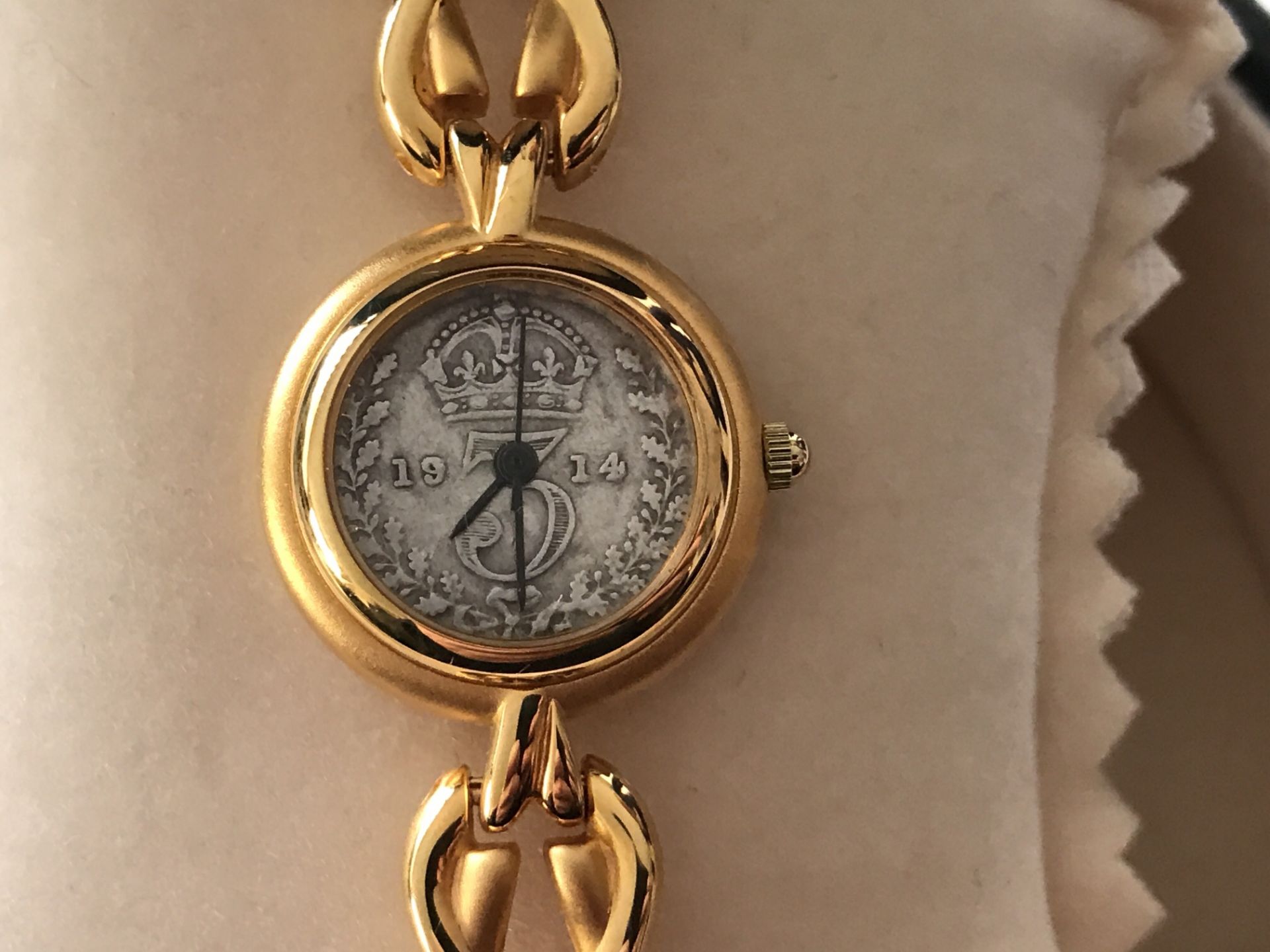 MODERN WATCH SET WITH AN OLD 3d THREEPENCE - Image 2 of 2