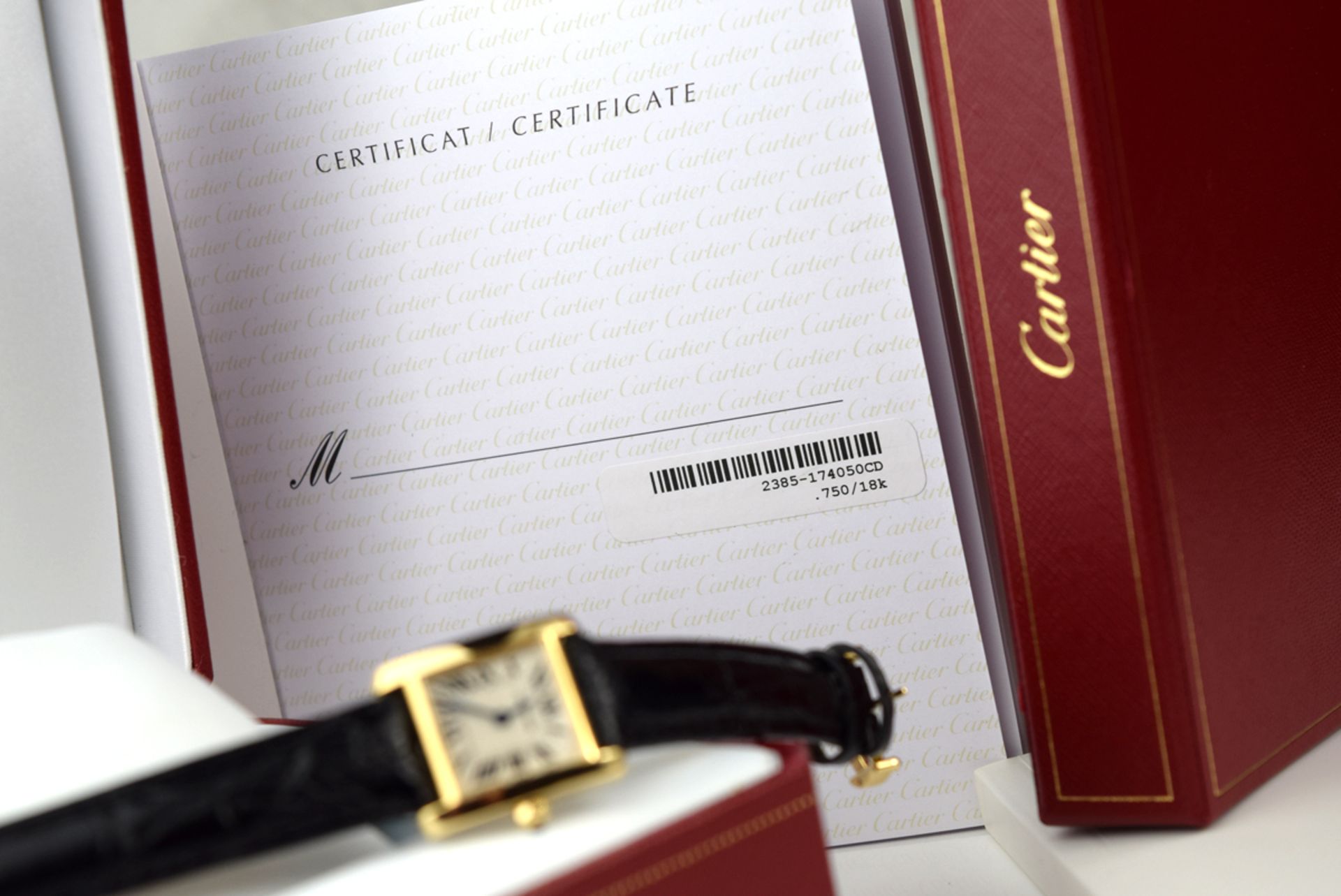 CARTIER TANK '2385' - 18K GOLD WITH BOX & DOCS. - Image 9 of 12