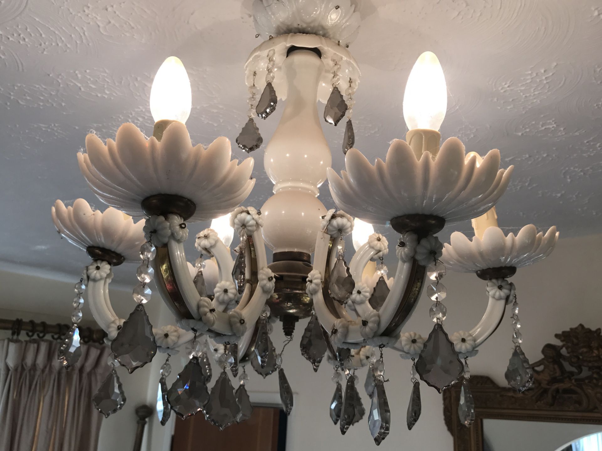 ANTIQUE MILK GLASS CHANDELIER