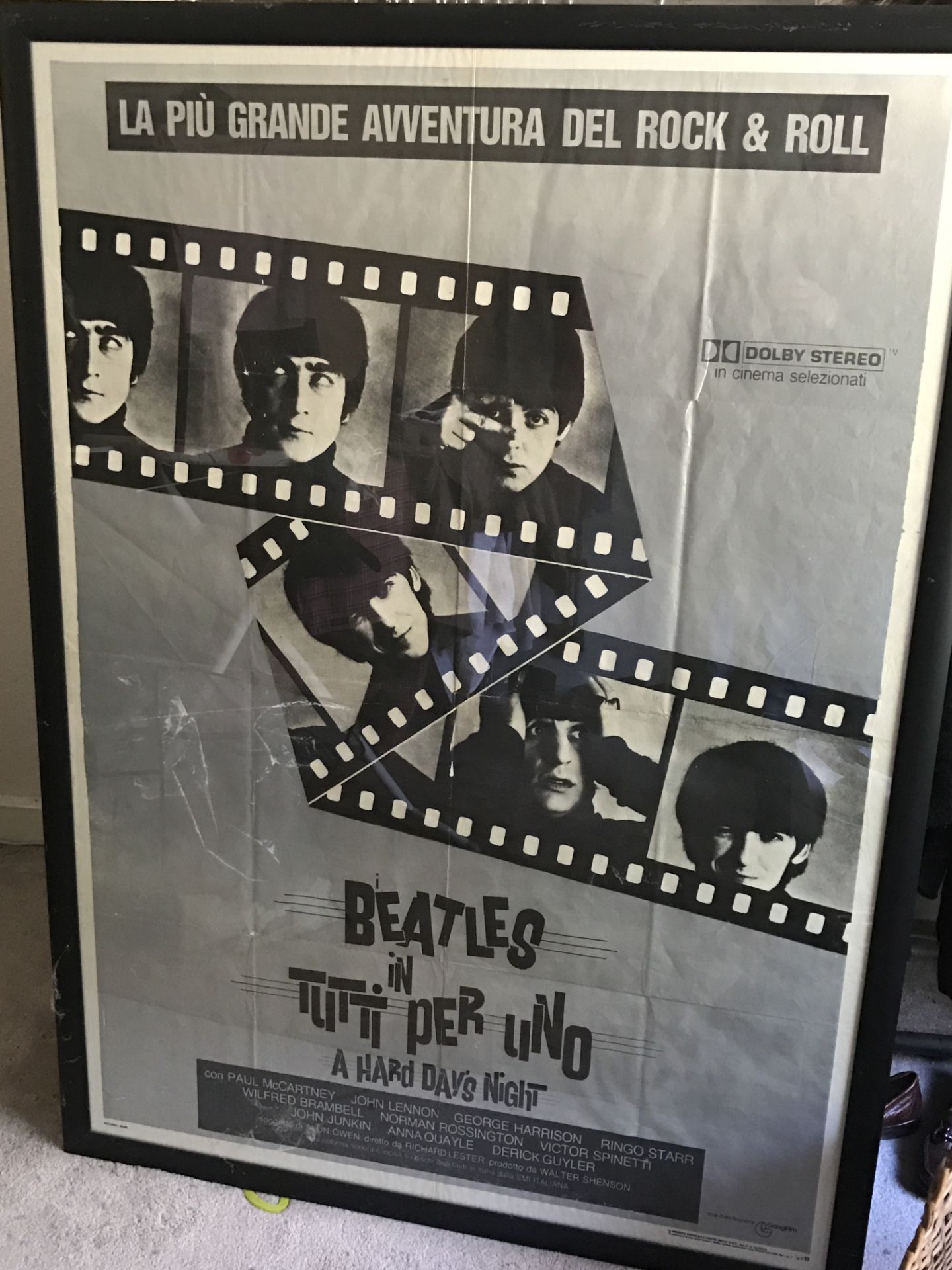 The Beatles Hard Day's Night Official Poster Italy 55"x39" Tutti Per Uno RARE!!! - Image 3 of 6