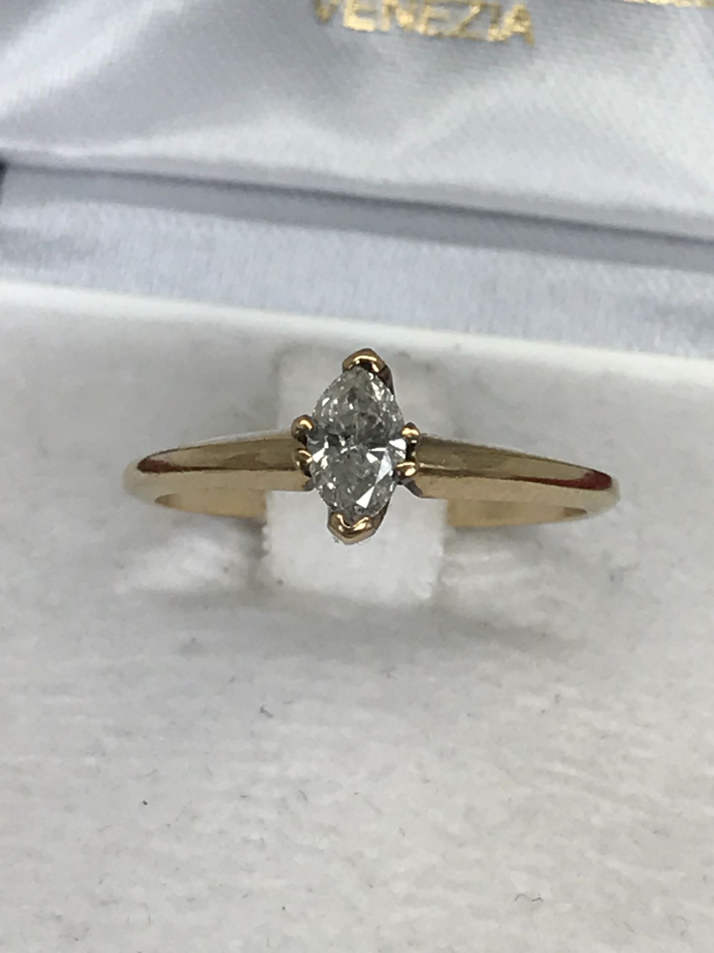 14ct GOLD 0.62ct MARQUISE SOLITAIRE RING