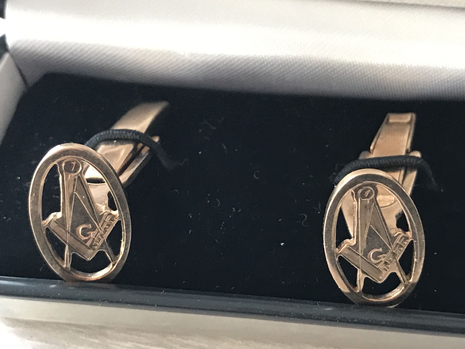 9ct GOLD MASONIC CUFFLINKS - Bild 2 aus 2